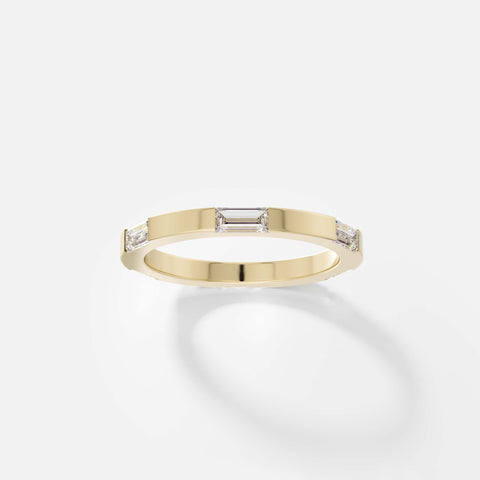 Unique Wedding Band with eternity baguette-cut natural white diamonds in solid 14k or 18k gold by SHW famous fine jewelry store in NYC nearby