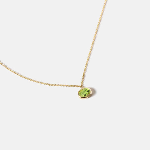 Minimalist east west oval aquamarine necklace March birthstone 14k 18k gold fine jewelry SHW NYC handcrafted design