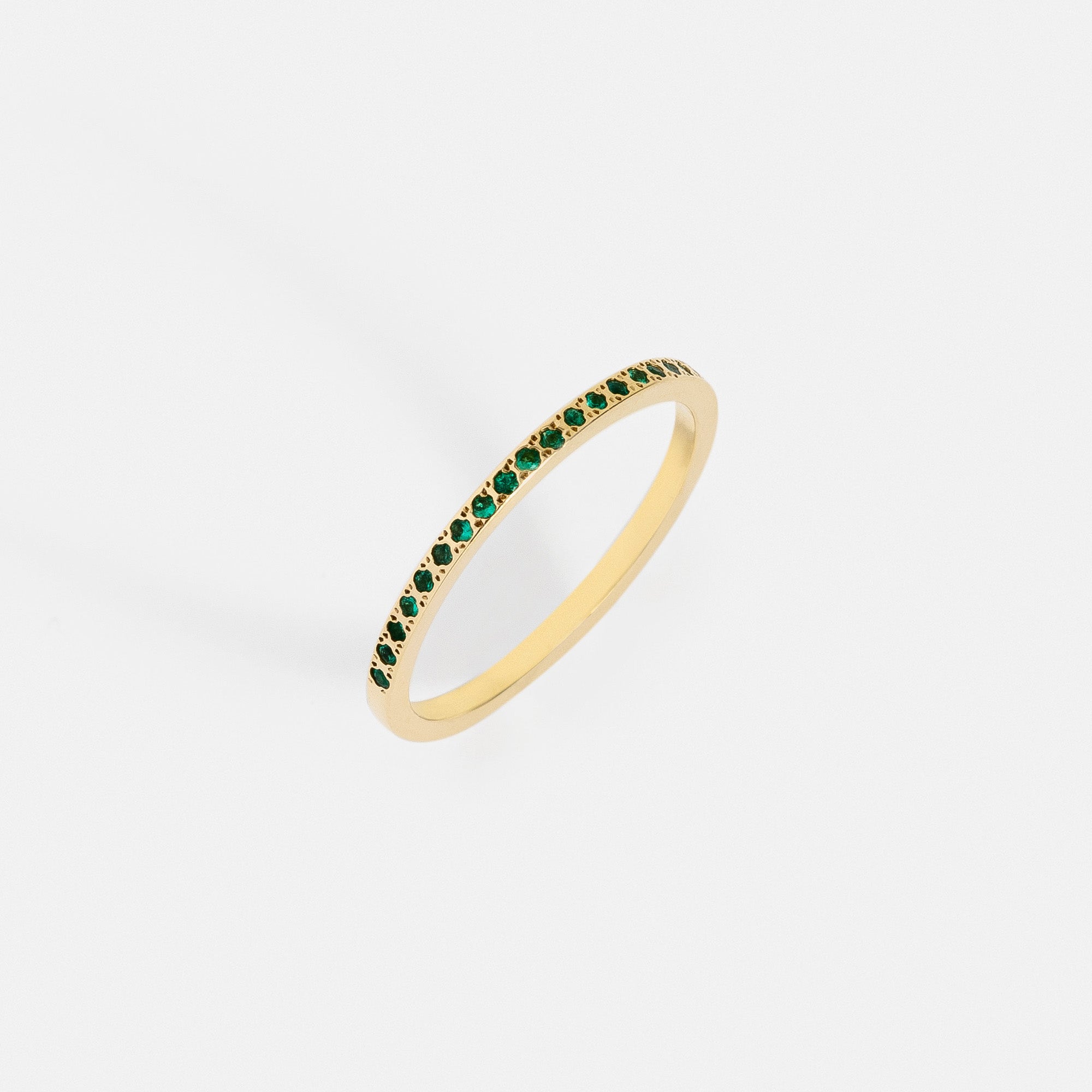 Minimal Thinner Engagement Band with Pavé gemstones in Solid 14k, 18k gold by SHW famous fine jewelry shop in NYC