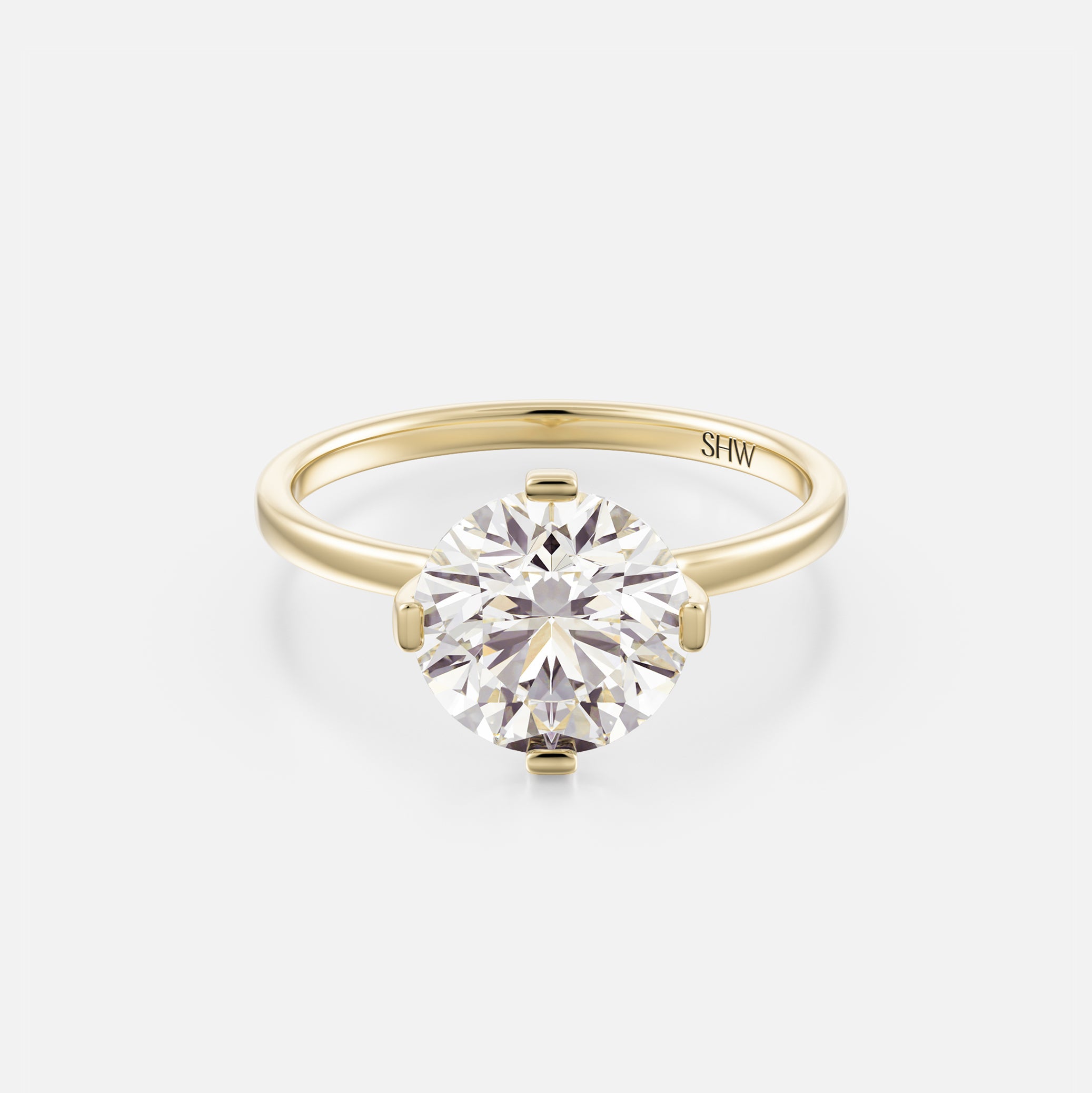 Hooks Setting Engagement Ring with Round lab-grown natural diamond in 14k 18k yellow white rose gold platinum SHW fine jewelry NYC closeby
