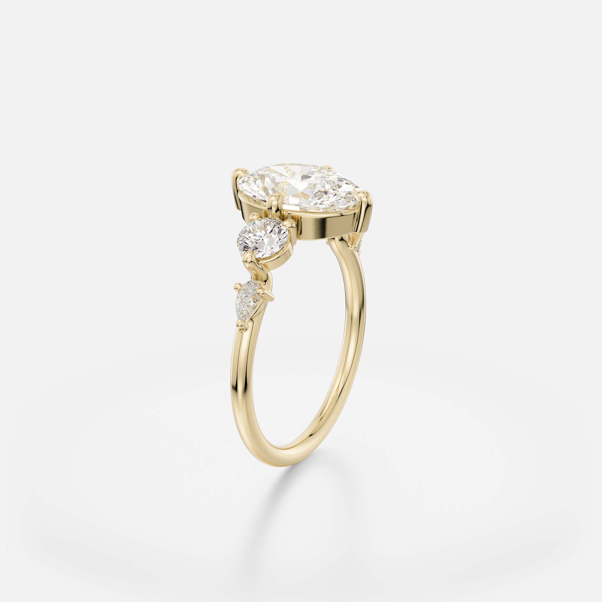 Minimalist 5 stones Engagement Ring Style with Oval lab grown natural diamond 14karat 18karat platinum SHW fine jewelry New York City