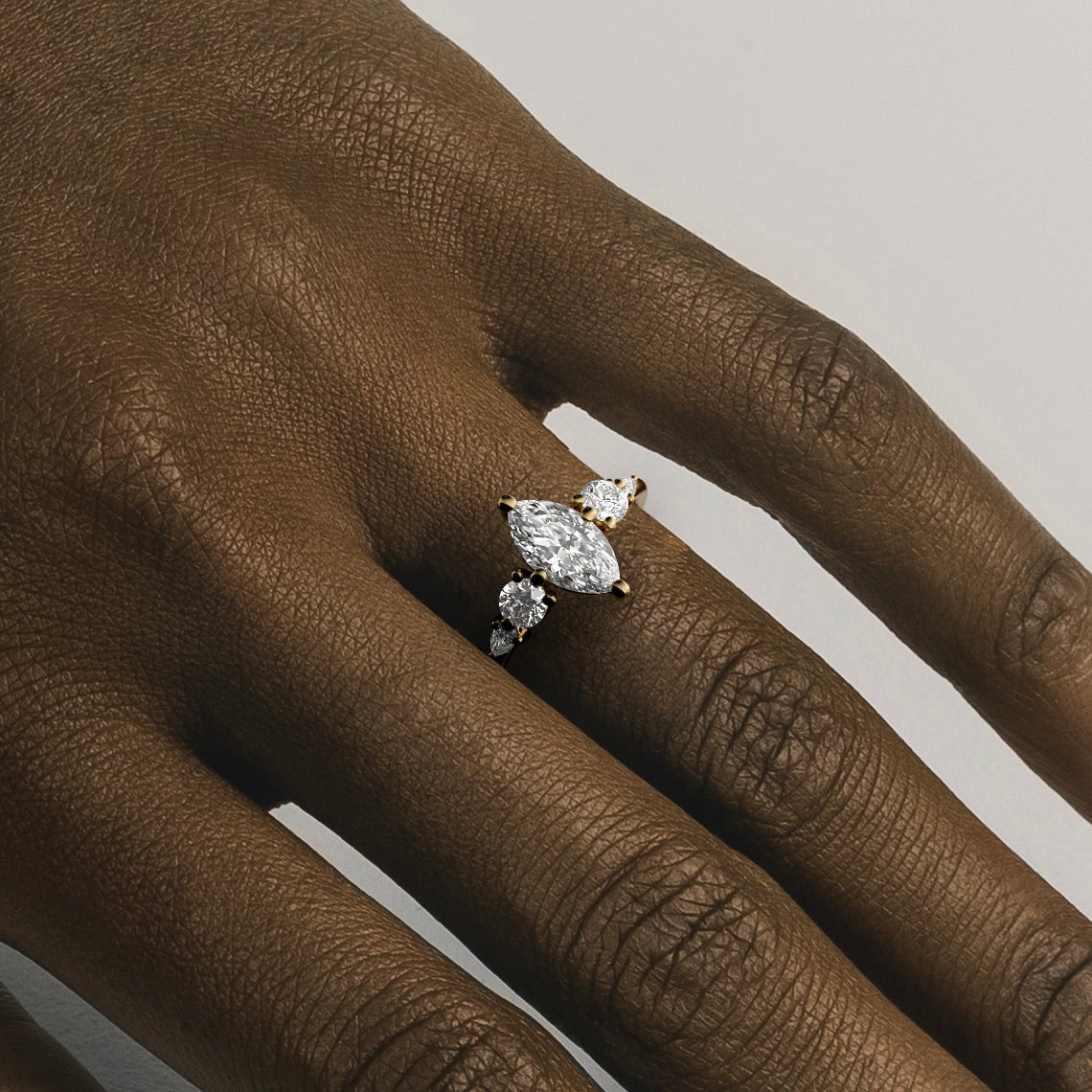 Custom 5-Gemstone Engagement Rings with 1.0ct 2.0ct 3.0ct lab-grown natural mined diamond in 14k 18k SHW fine jewelry stores nearby