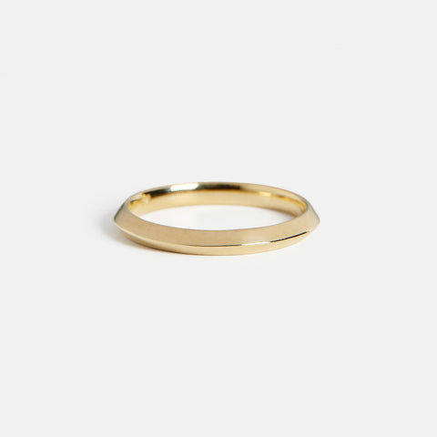 2mm Modern Thin Knife Edge Profile Wedding Band for men and women in solid 14k yellow, white, rose gold by SHW best fine jewelry store in NYC
