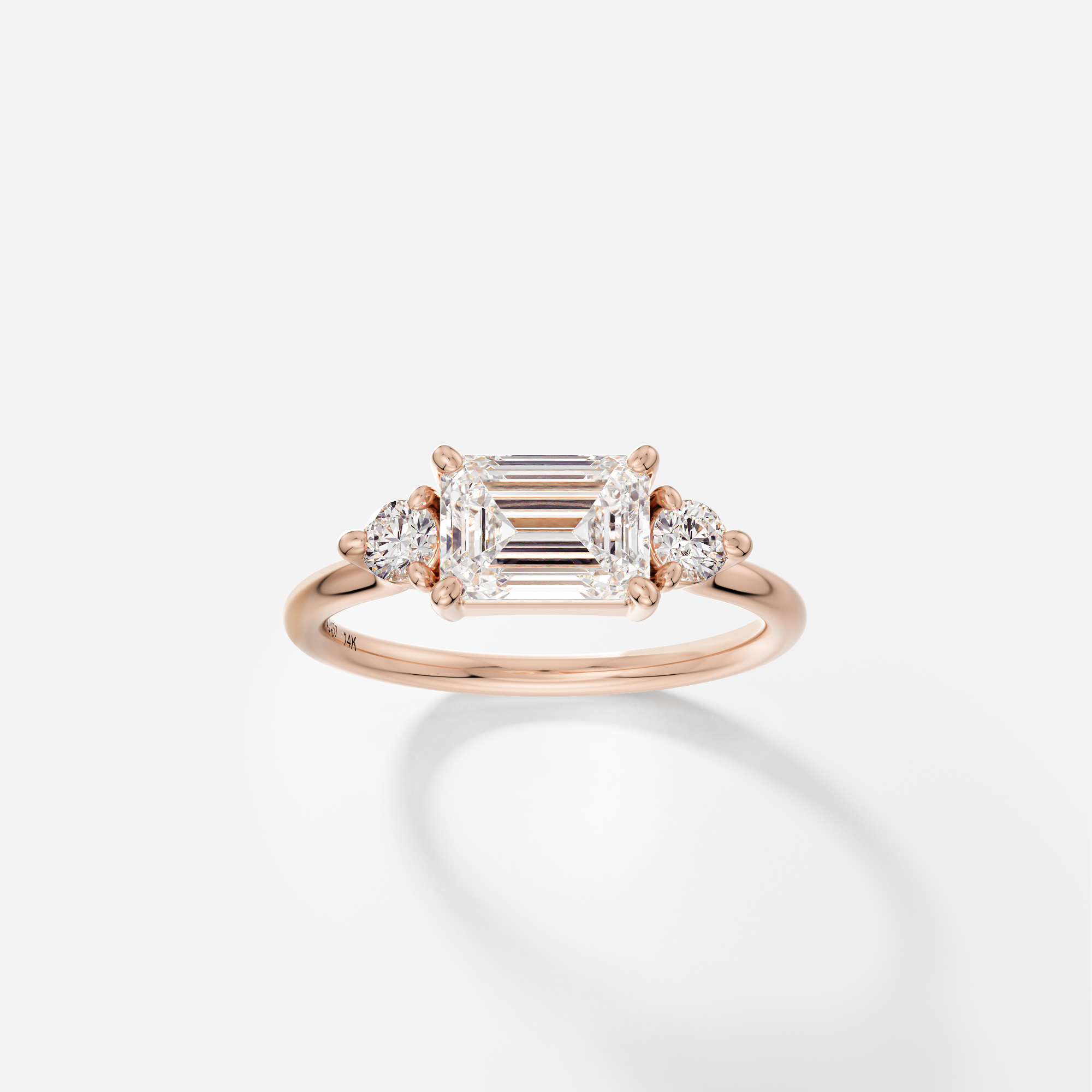 Cluster emerald cut engagement ring with round side stones sapphire ruby diamond 14k 18k gold platinum SHW Jewelry NYC