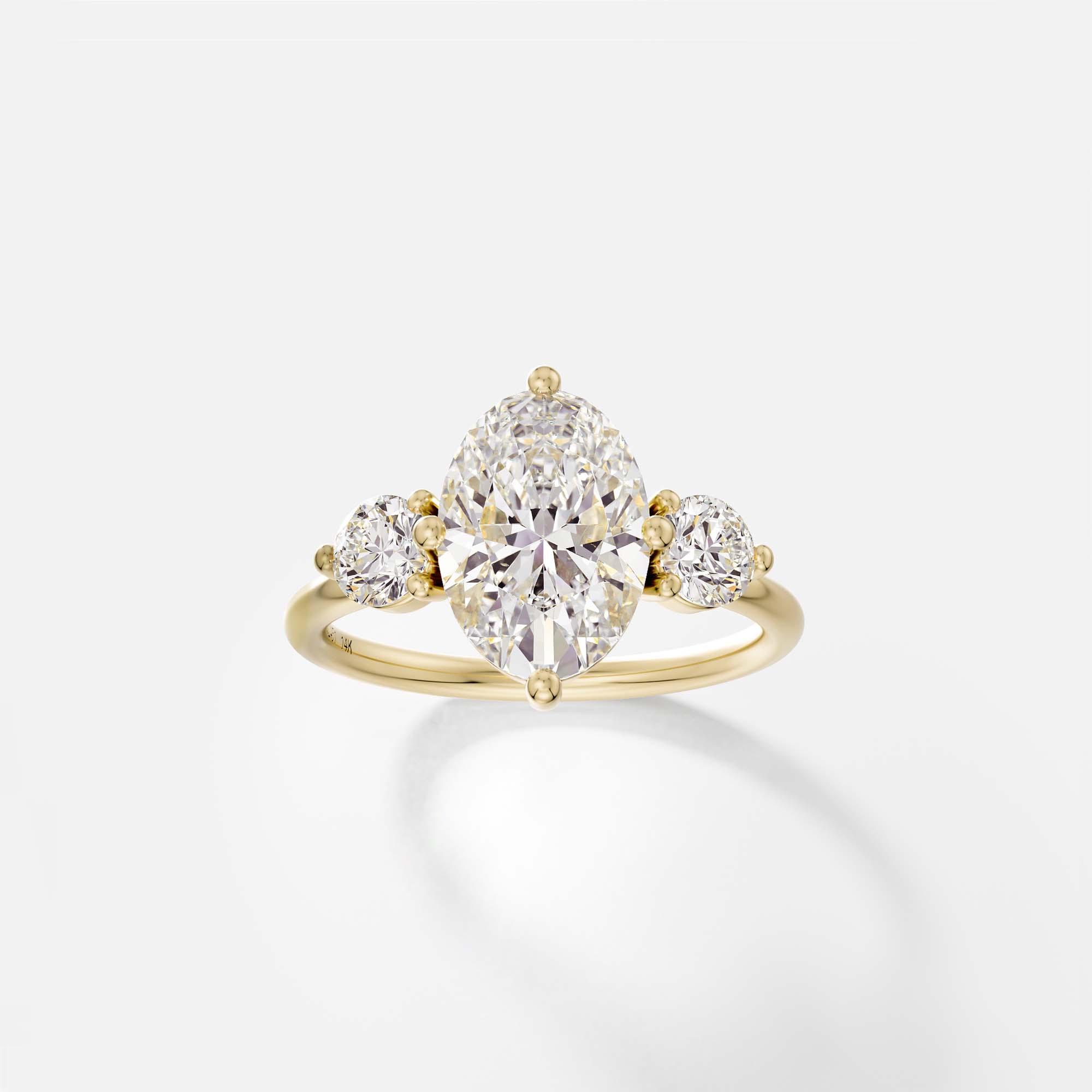 Oval round side stones Prong setting Engagement Ring with Lab made Natural diamond 14k 18k yellow white rose gold SHW Jewelry Stores NYC 
