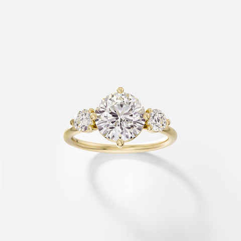 Three stone Modern Engagement Ring Setting with Round lab-grown natural Diamond 14k 18k gold or platinum by SHW Fine Jewelry NYC near me