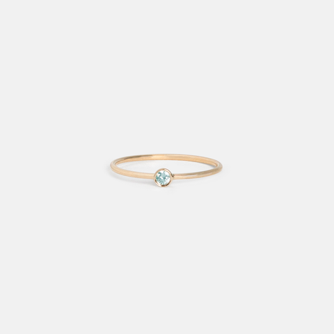 Stackable aquamarine ring with thin dainty band solid white yellow or rose gold March birthstone SHW fine jewelry handcrafted NYC