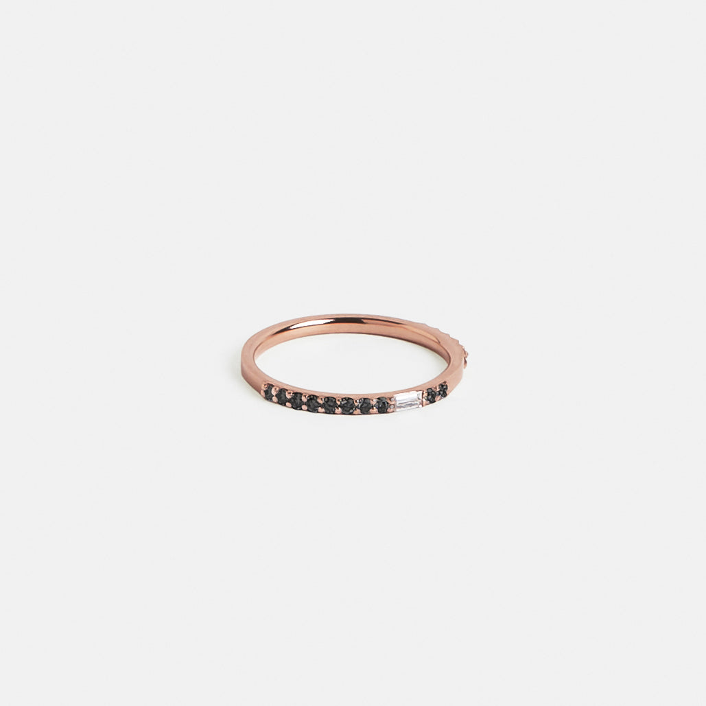 Les Cool Ring in 14k Rose Gold set with Black and White Diamonds By SHW Fine Jewelry New York City