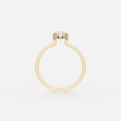 Unusual Prong Set Engagement Ring with North South Oval lab grown natural diamond in 14 karat 18 karat gold by SHW nearby NYC Downtown