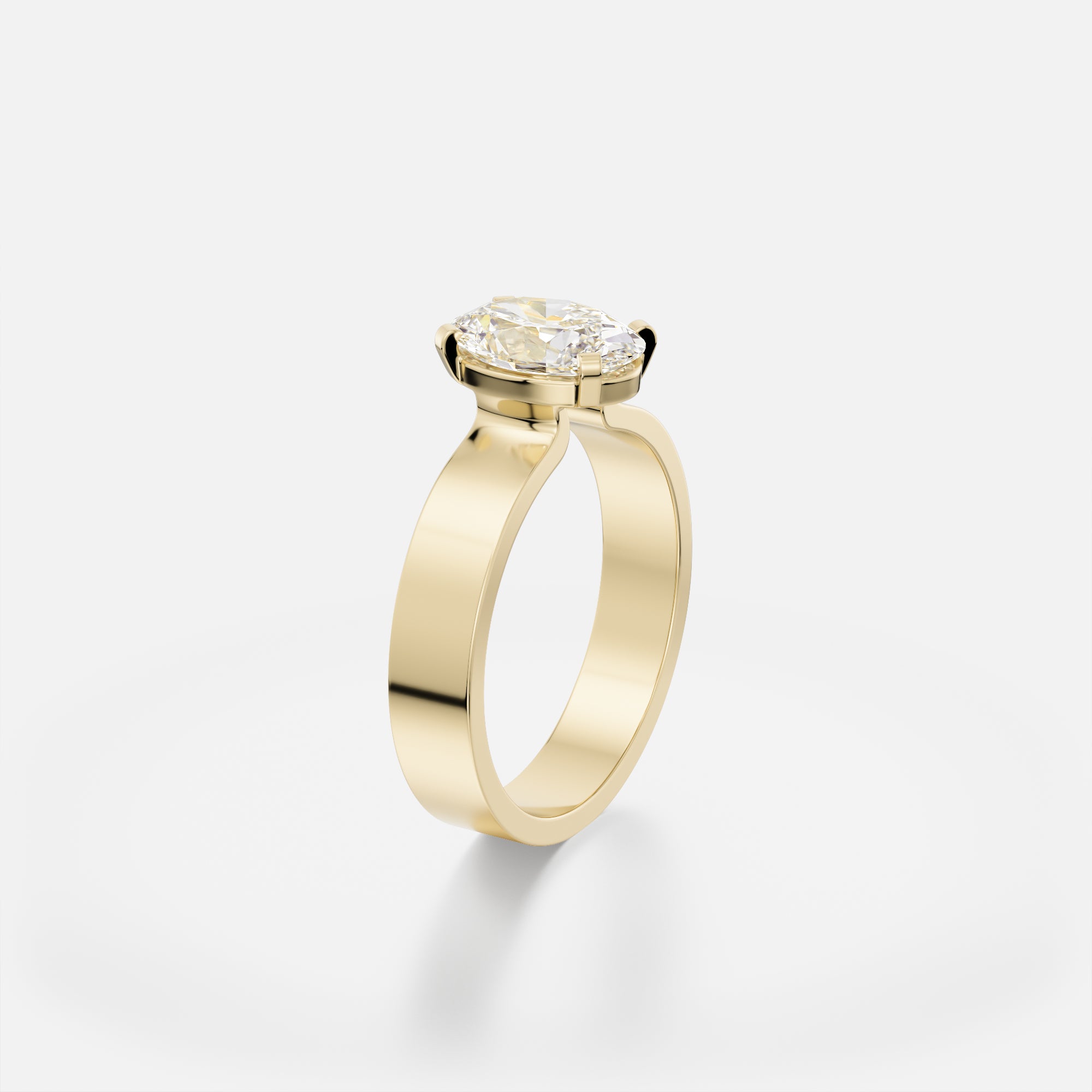 Liepa oval diamond corner prong engagement ring angled side view