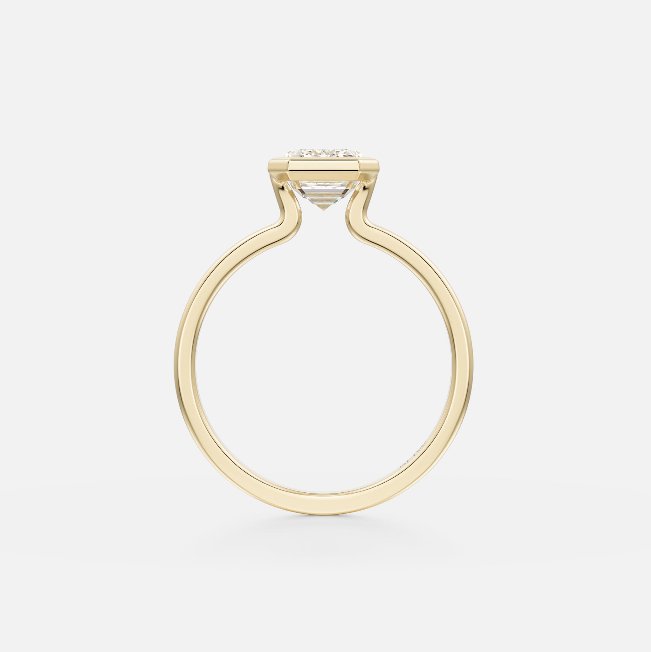 Mana Thin Flat Band with North South Emerald Modern Engagement Ring Setting in 14 karat yellow, white or rose Gold or platinum handmade by SHW Fine Jewelry NYC