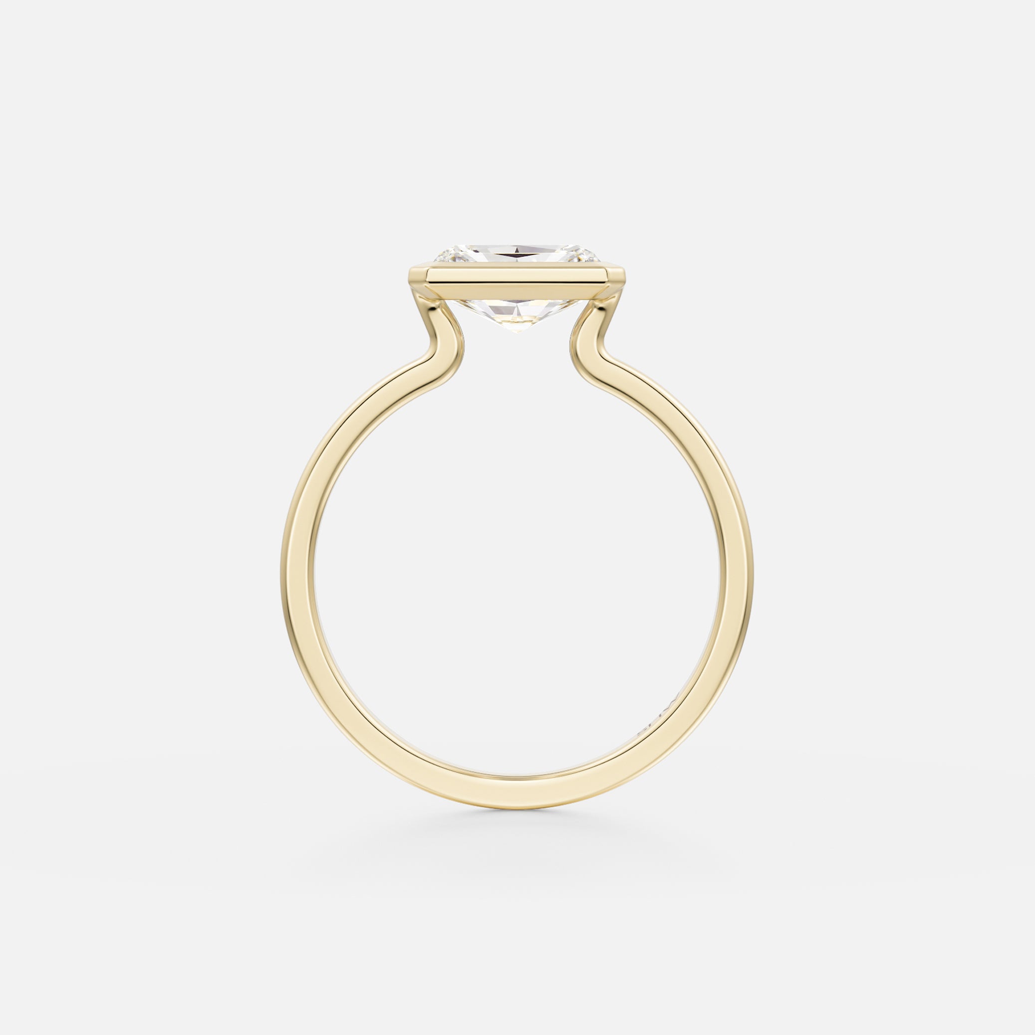 Mana Flat Band with East West Radiant Modern Engagement Ring Setting in 14 karat yellow, white or rose Gold or platinum by SHW Fine Jewelry NYC
