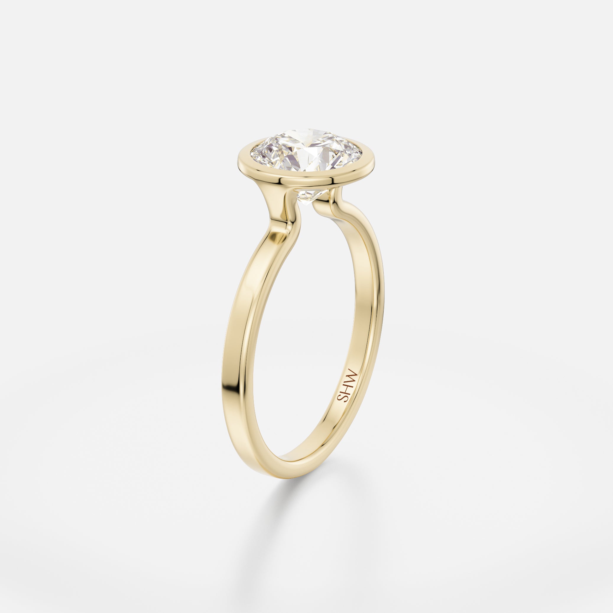 Mana Thin Square Band with Round Minimalist Engagement Ring Setting handcrafted by SHW Fine Jewelry New York City