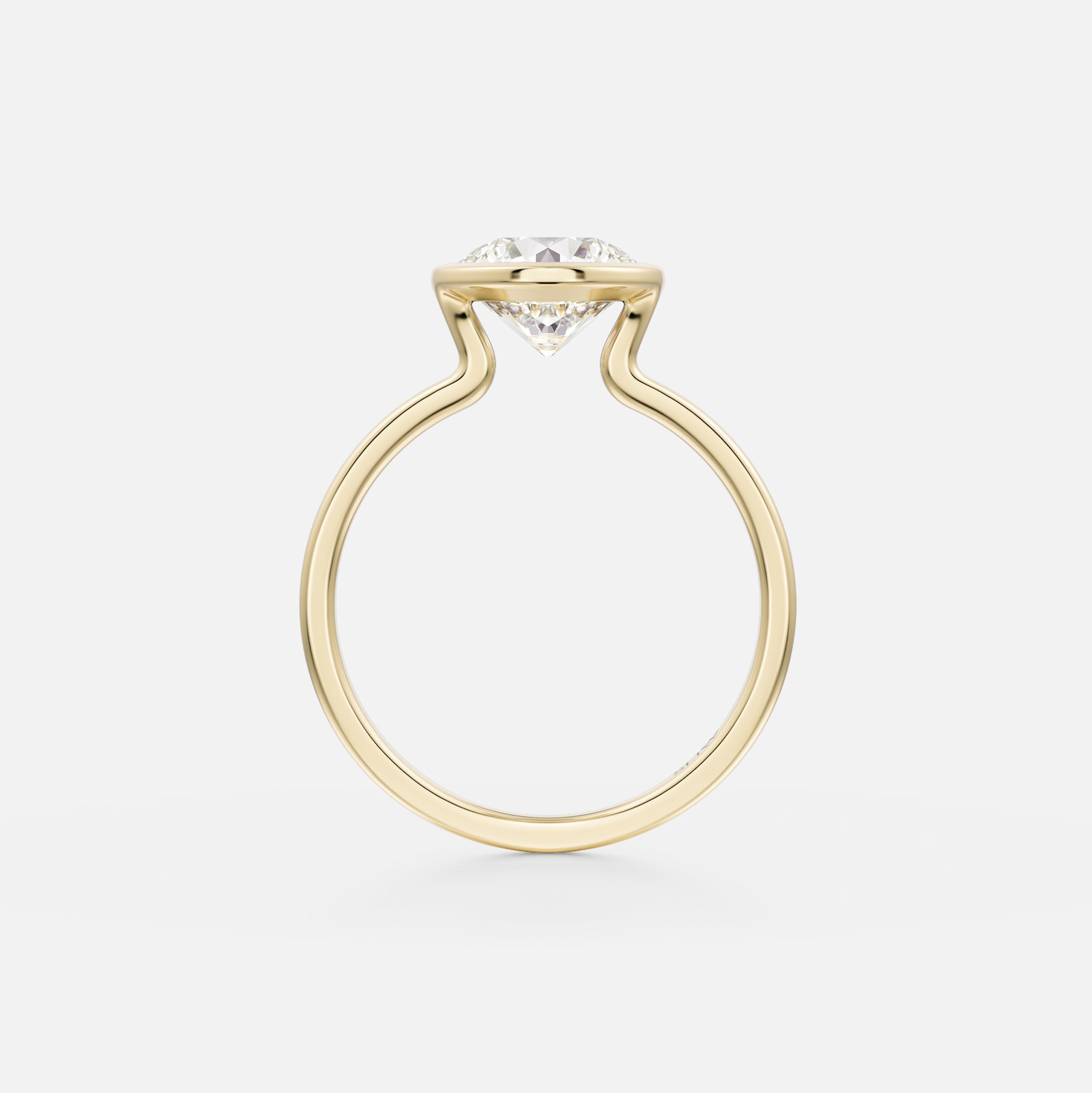 Mana Thin Flat Band with Round Modern Engagement Ring Setting in 14k yellow, white or rose Gold or platinum by SHW Fine Jewelry NYC