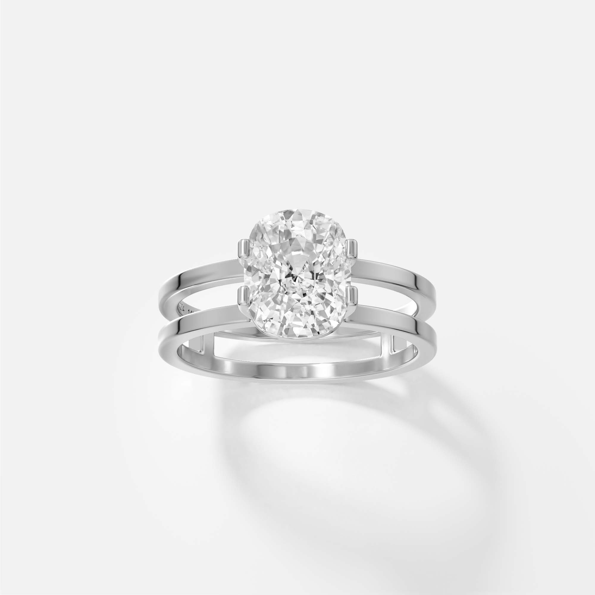 Minimalist Prong Tabs Setting Engagement Ring with Cushion D VVS1 F VS1 E VVS2  lab grown natural diamond 14k 18k SHW fine jewelry NYC NJ