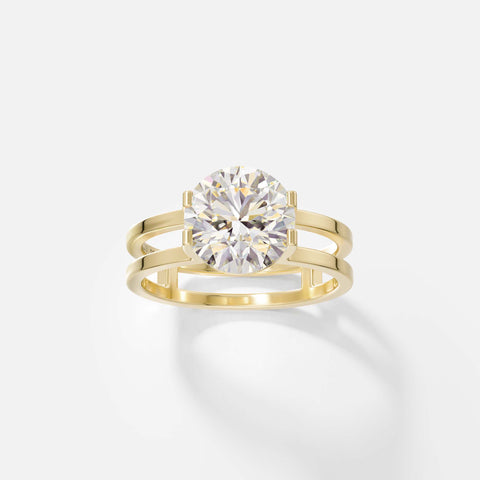 Double Band Prong Engagement Rings with Round lab-grown natural diamond in 14k 18k yellow white rose gold platinum by SHW fine jewelry NYC
