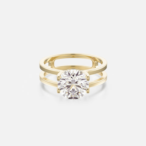 Mes Double Band Round Simple Engagement Ring Setting in 14k recycled yellow, white, rose gold or platinum handmade by SHW Fine Jewelry NYC