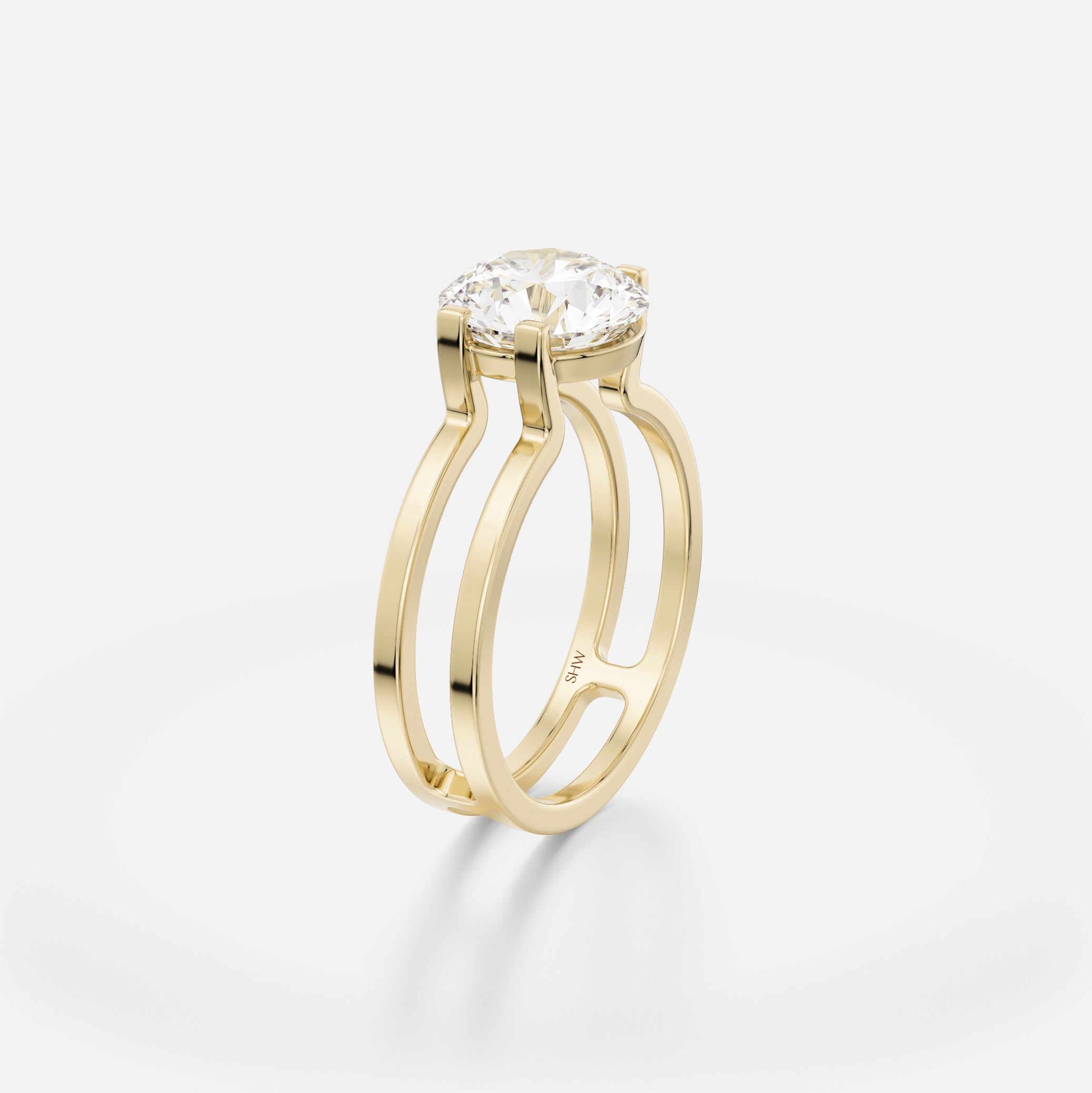 Mes Double Band Round Simple Engagement Ring Setting in Sustainable 14k Gold or platinum handmade by SHW Fine Jewelry NYC