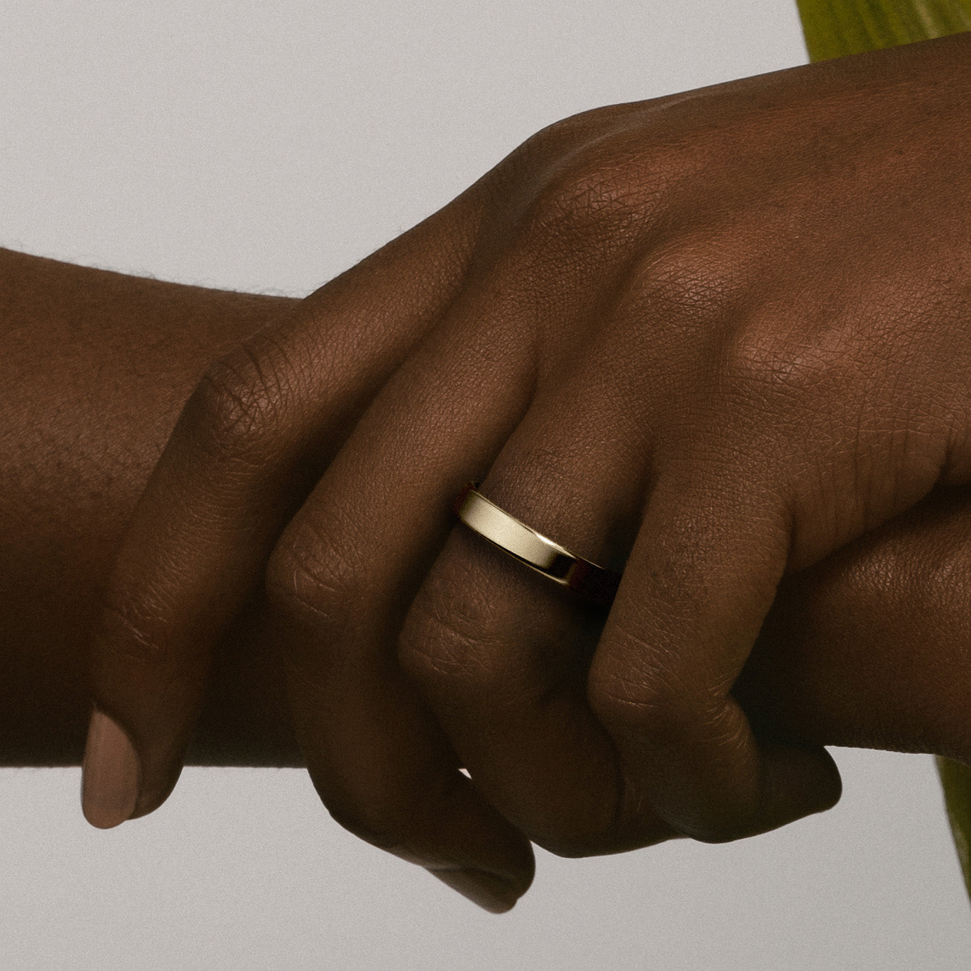 Designer 4mm wide unisex wedding band with slightly rounded edge and flat profile 14k, 18k gold or platinum and engravings by SHW jewelry NYC