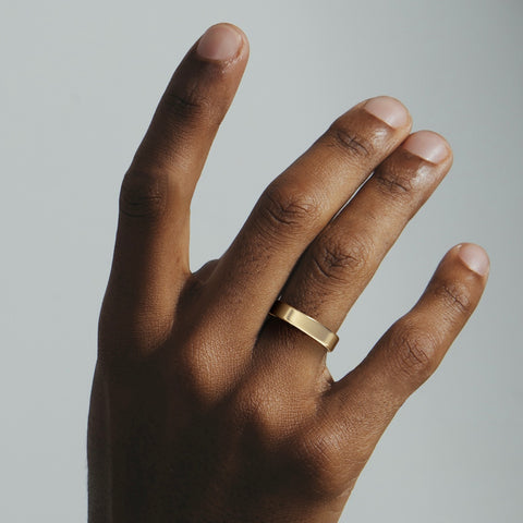 Customizable 5mm thick wedding band with comfortable fit in solid 14k, 18k yellow, white, rose gold or platinum by SHW fine jewelry store NYC