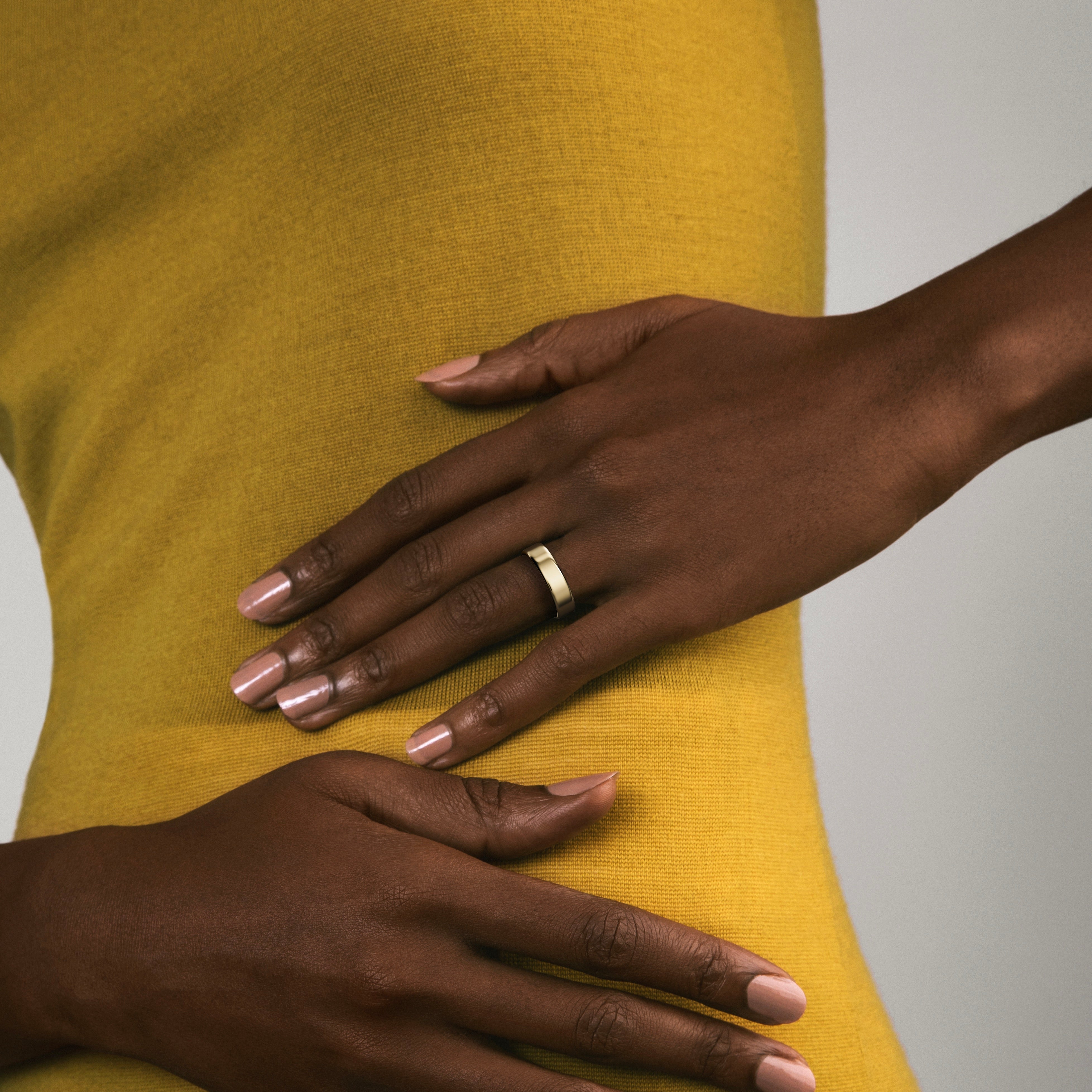 Customizable 6mm thick wedding band with comfortable fit in solid 14k, 18k yellow, white, rose gold or platinum by SHW fine jewelry store NYC