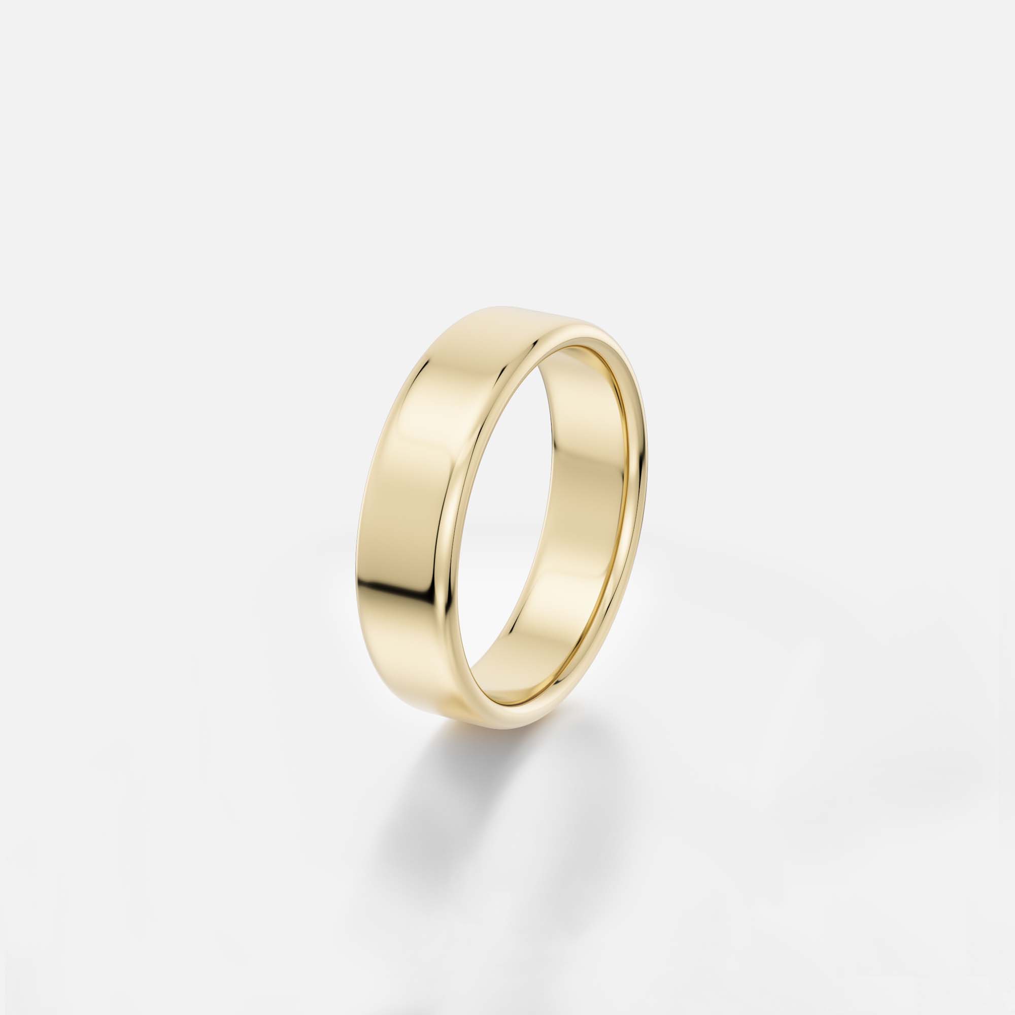 Classic 6mm thick wedding band for men with slightly domed edges and flat profile in 14k, 18k yellow, white, rose gold or platinum SHW jewelry