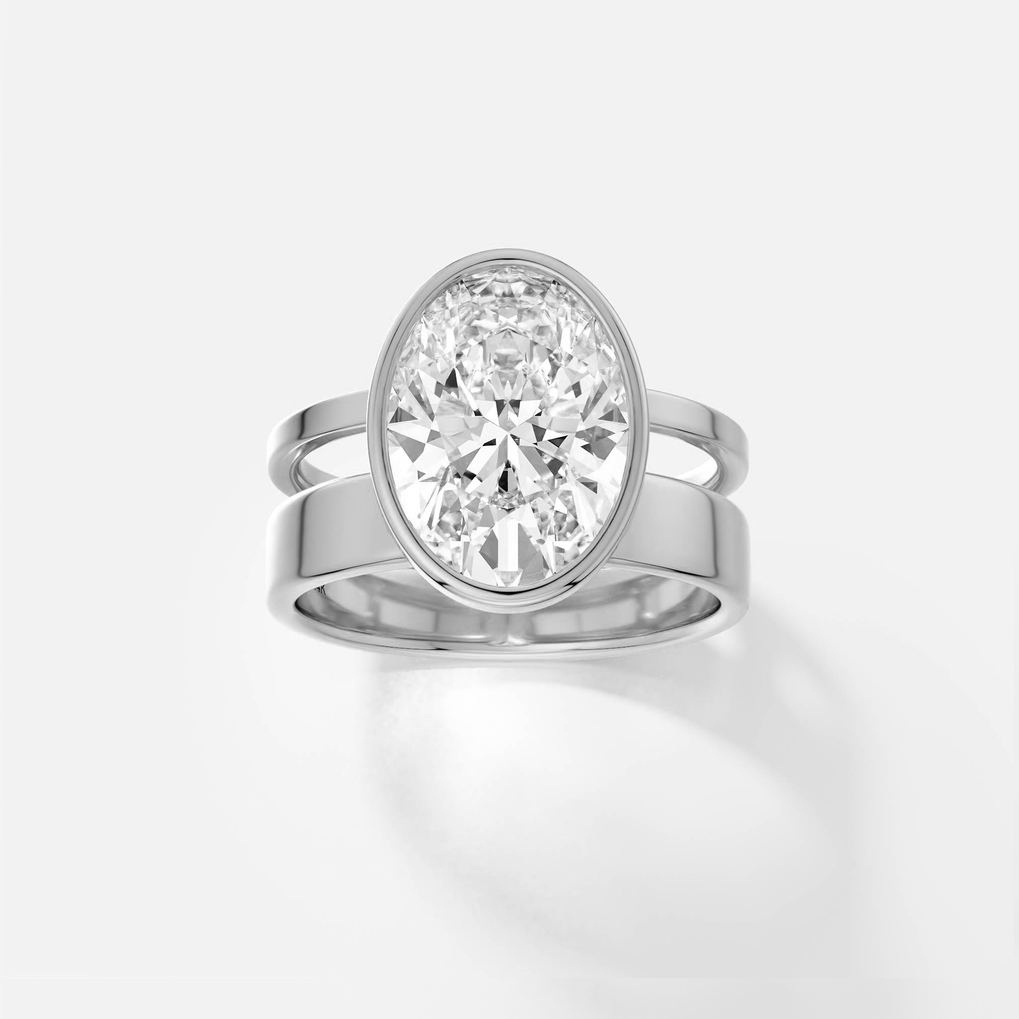 Customized Sculptural Solitaire Engagement Ring with North South Oval Lab-Grown Mined Diamond 14k 18k Yellow White Rose Gold Platinum SHW Fine Jewelry SoHo