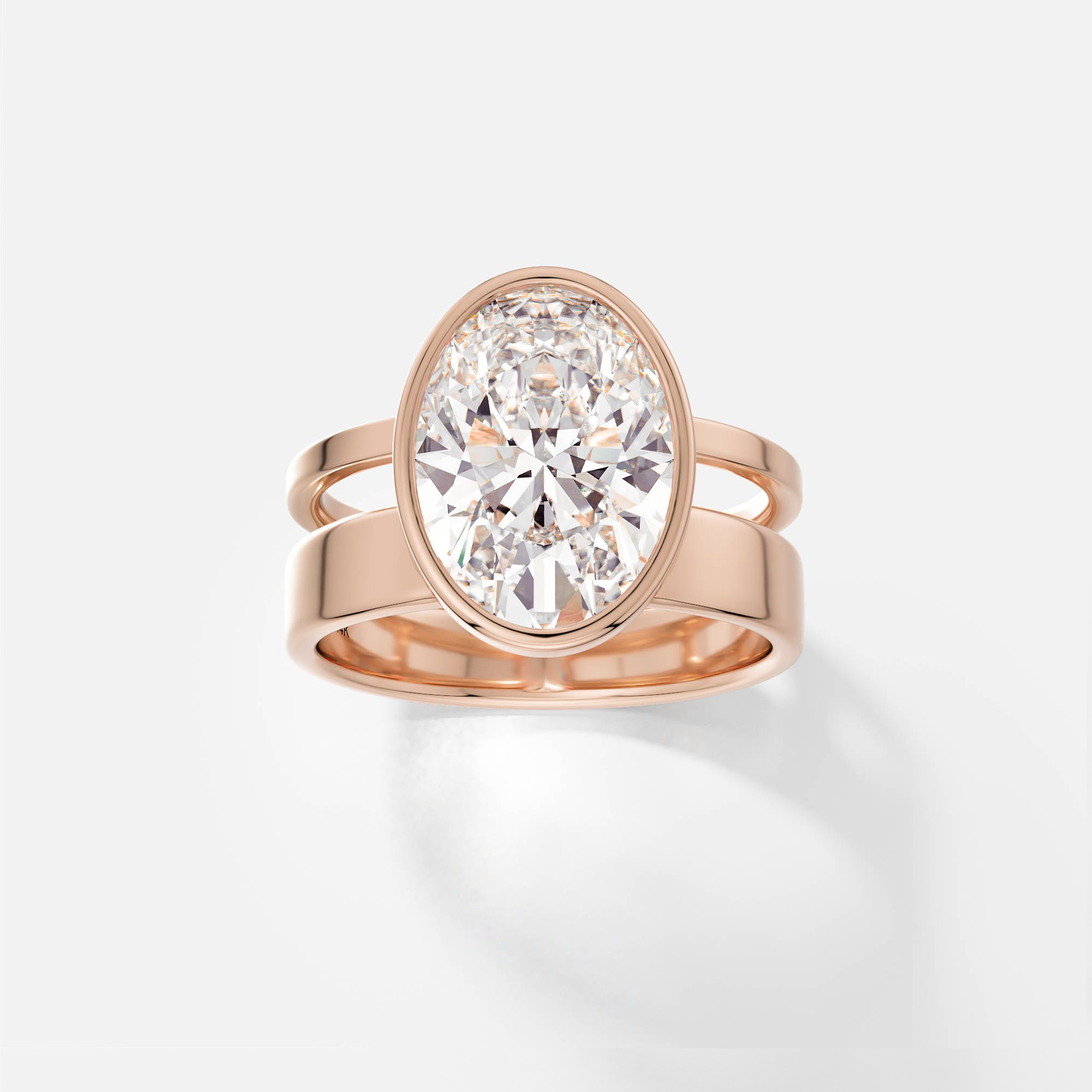 Bold Minimalist Statement Engagement Ring with North South Oval 1.0ct 2.0ct 3.0ct Lab Created Natural Diamond 14 Karat 18 Karat Gold SHW Best Jewelry Stores NYC