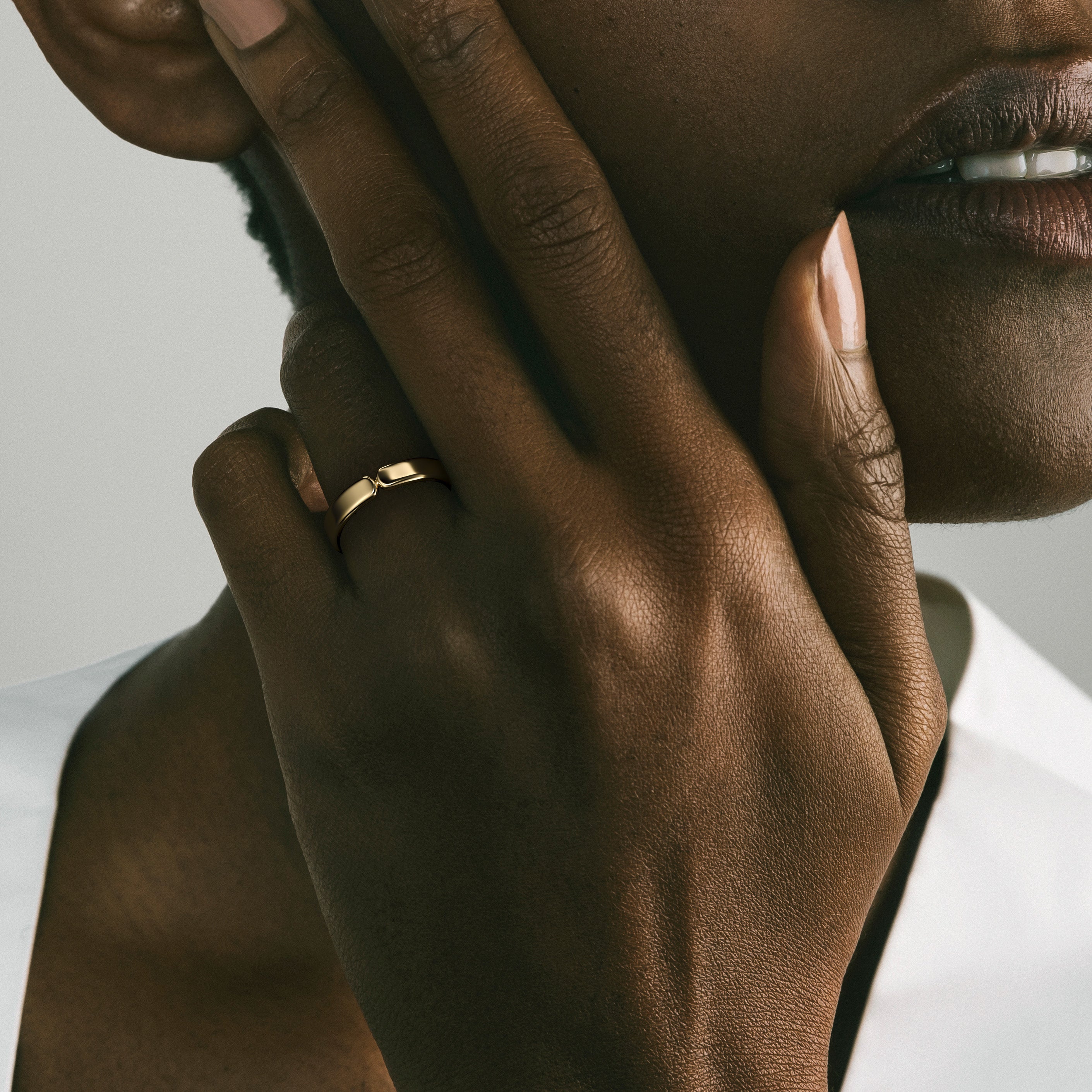 Sleek solid gold platinum wedding band, stackable design 14k 18k SHW Best Jewelry Stores Manhattan NYC