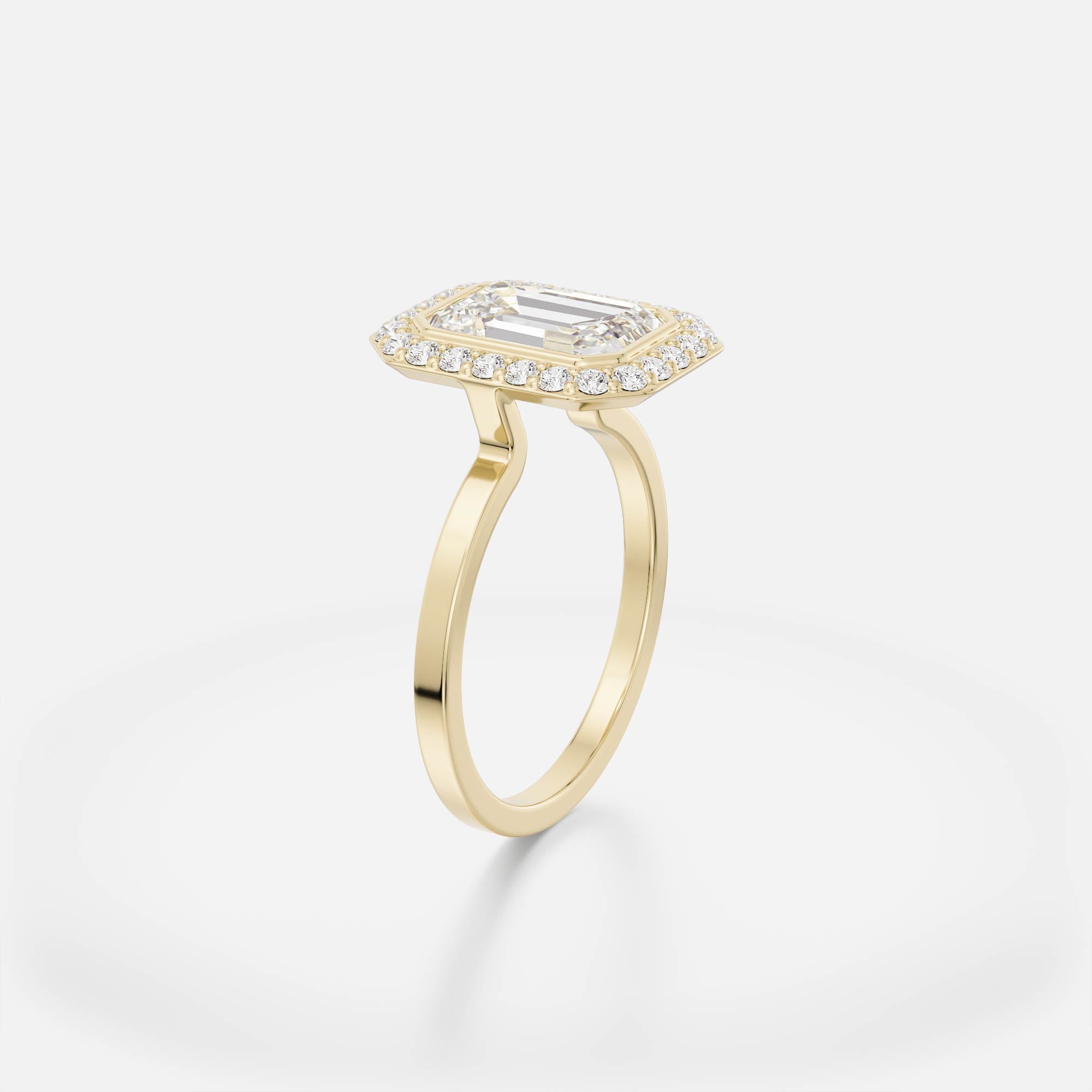 Beautiful Halo Diamonds Around Engagement Ring Emerald Lab made or Mined Diamond in 14k 18k yellow white gold platinum SHW Fine Jewelry NYC