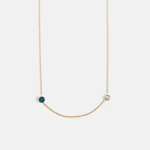 Sena Necklace with London Blue Topaz and Diamond
