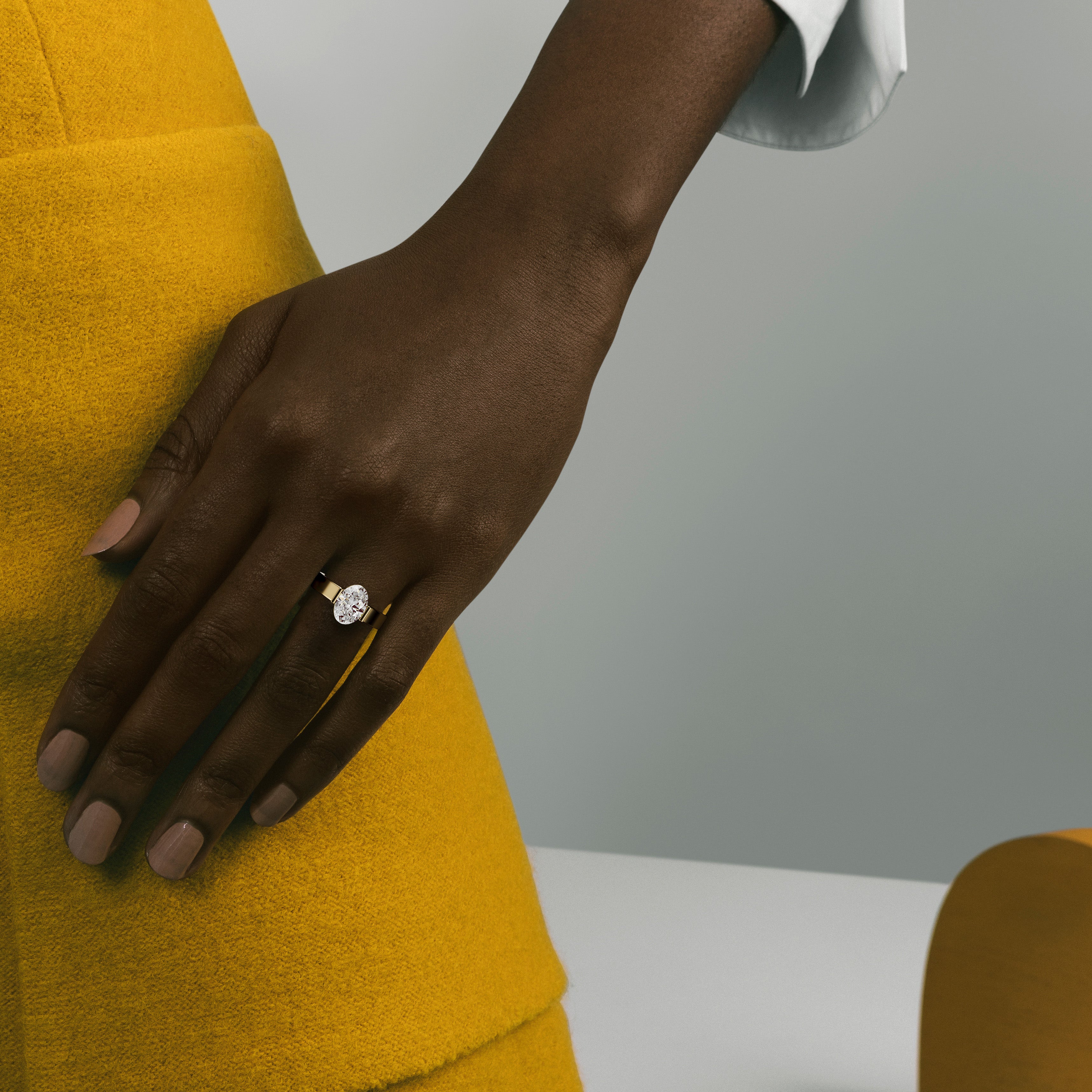 Cool Semi-bezel Prong Engagement Ring with Oval-cut 1 2 3 carat laboratory natural diamond 14k 18k gold platinum SHW famous jewelry stores