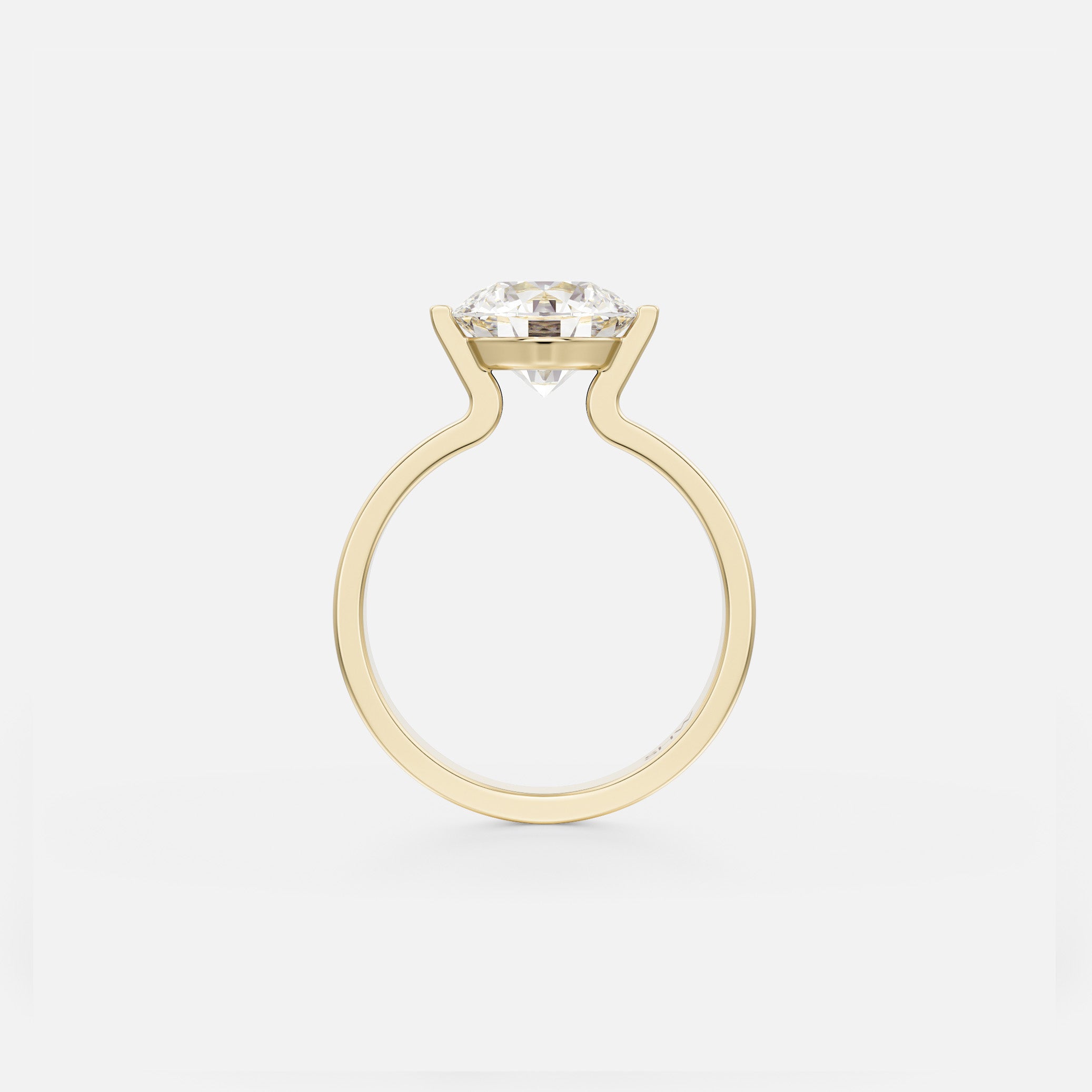 Amazing Semi-bezel Prong Engagement Ring with Round 1 2 3 carat laboratory natural diamond 14k 18k gold platinum SHW best jewelry store NYC