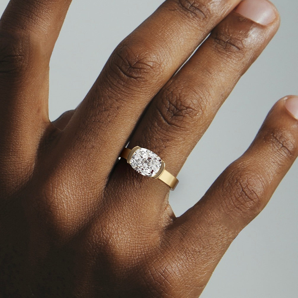 Modern Tension Setting Engagement Ring with Cushion 1.0ct 2.0ct 3.0ct Lab-Grown Natural Diamond 14 Karat 18 Karat Gold SHW Best Jewelry Stores NYC