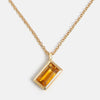 Cool necklace with delicate chain and orange citrine pendant in solid 14 karat gold by SHW best fine jewelry store in NYC Soho LES nearby