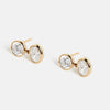 Cool dangling stud earring with brilliant cut round and oval lab made white diamonds in 14 karat gold by SHW cool fine jewelry store NYC