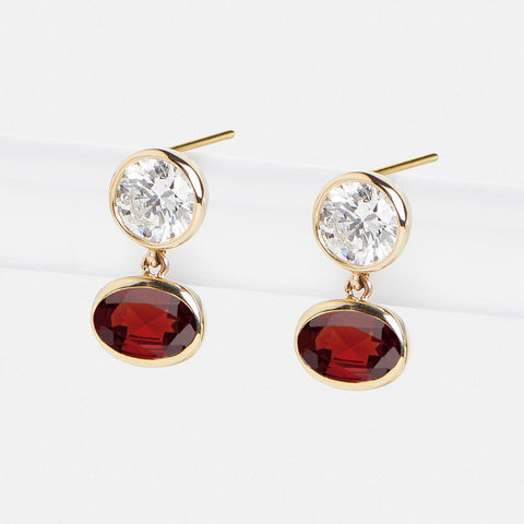 Supa Earrings with Garnet