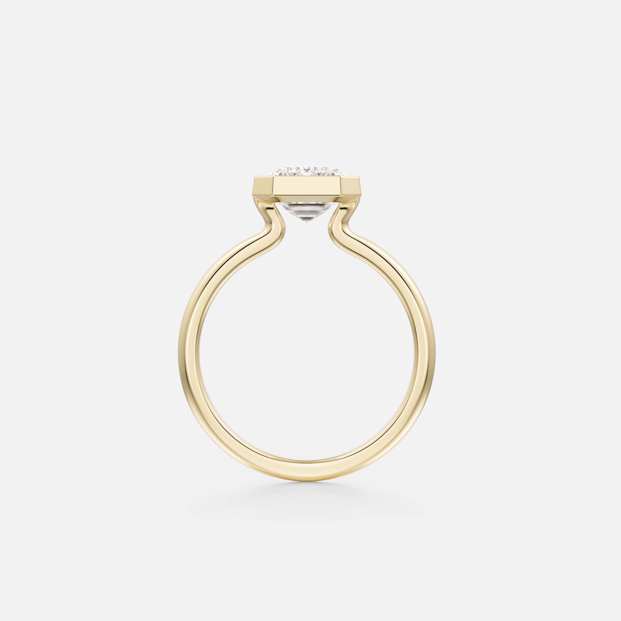 Syd domed band emerald cut bezel engagement ring side view