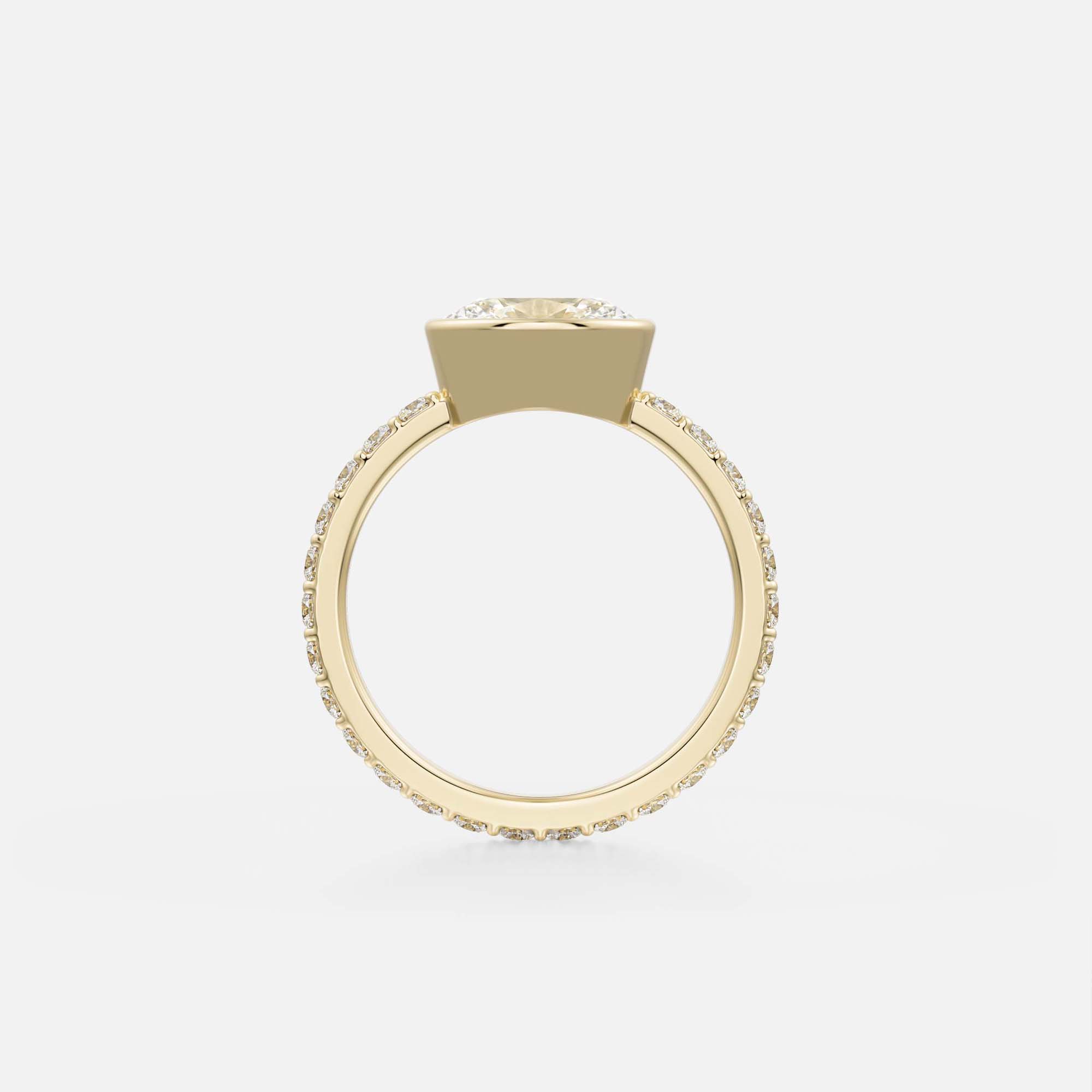 Pavé Band Bezel Engagement Ring Design with Oval 1ct 2ct 3ct Lab made Natural Diamond in 14 karat 18 karat gold by SHW Famous Jewelry Store