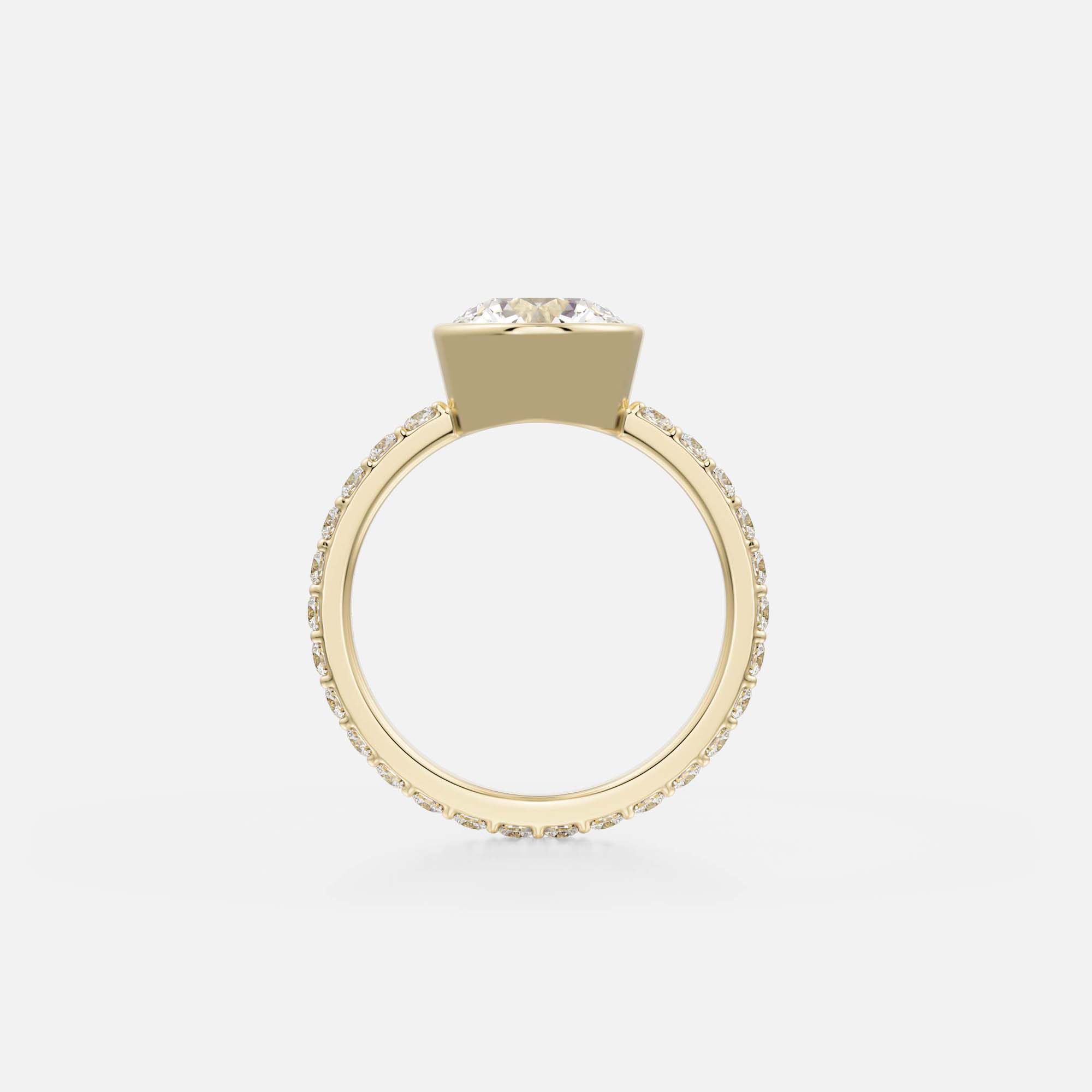 Pavé Band Bezel Engagement Ring Design Round 1ct 2ct 3ct Lab made Natural Diamond in 14 karat 18 karat gold by SHW Famous Jewelry Store