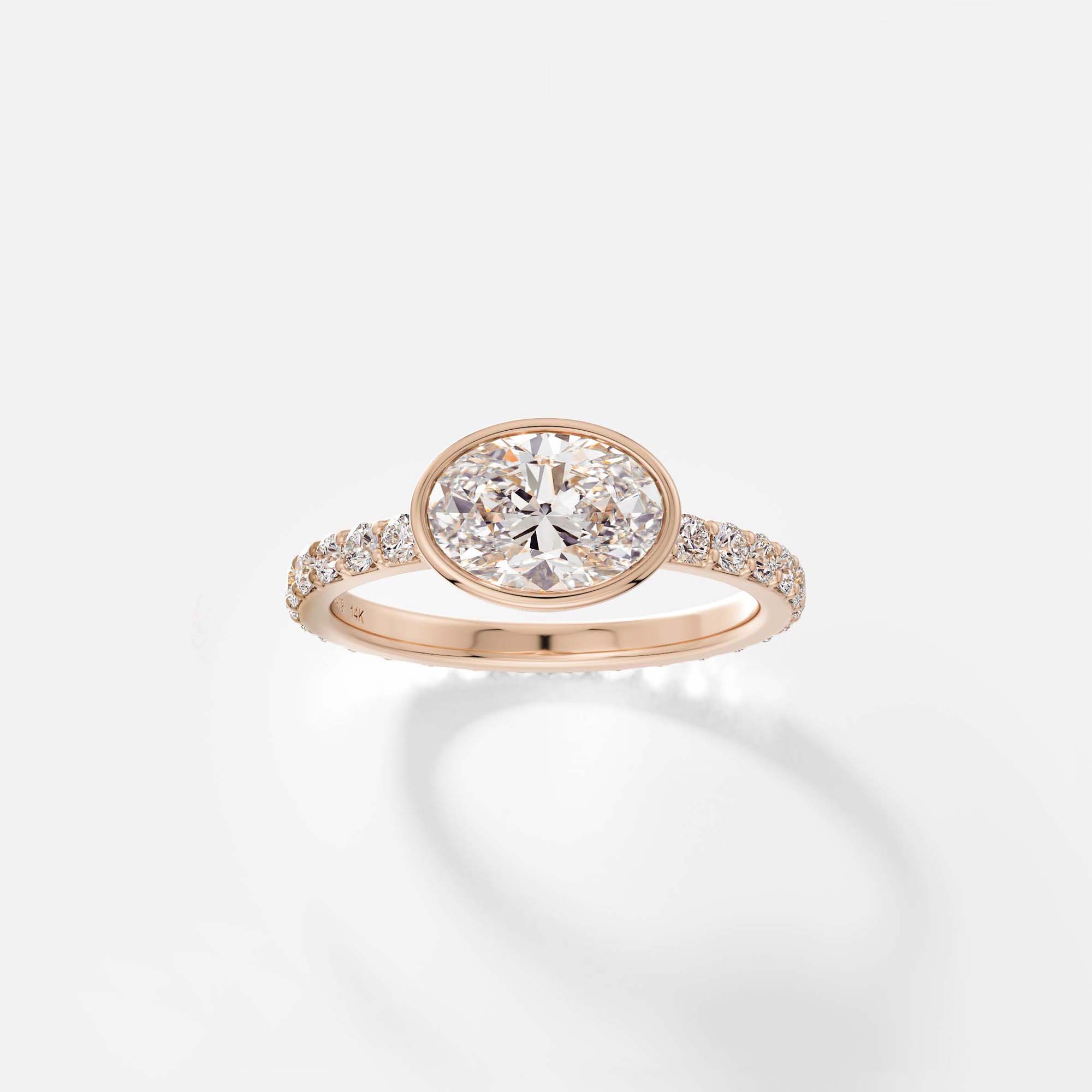 Customized Unique Engagement Ring with East West Oval 1.0ct 2.0ct 3.0ct lab-grown natural diamond 14k 18k SHW Fine Jewelry Manhattan NYC