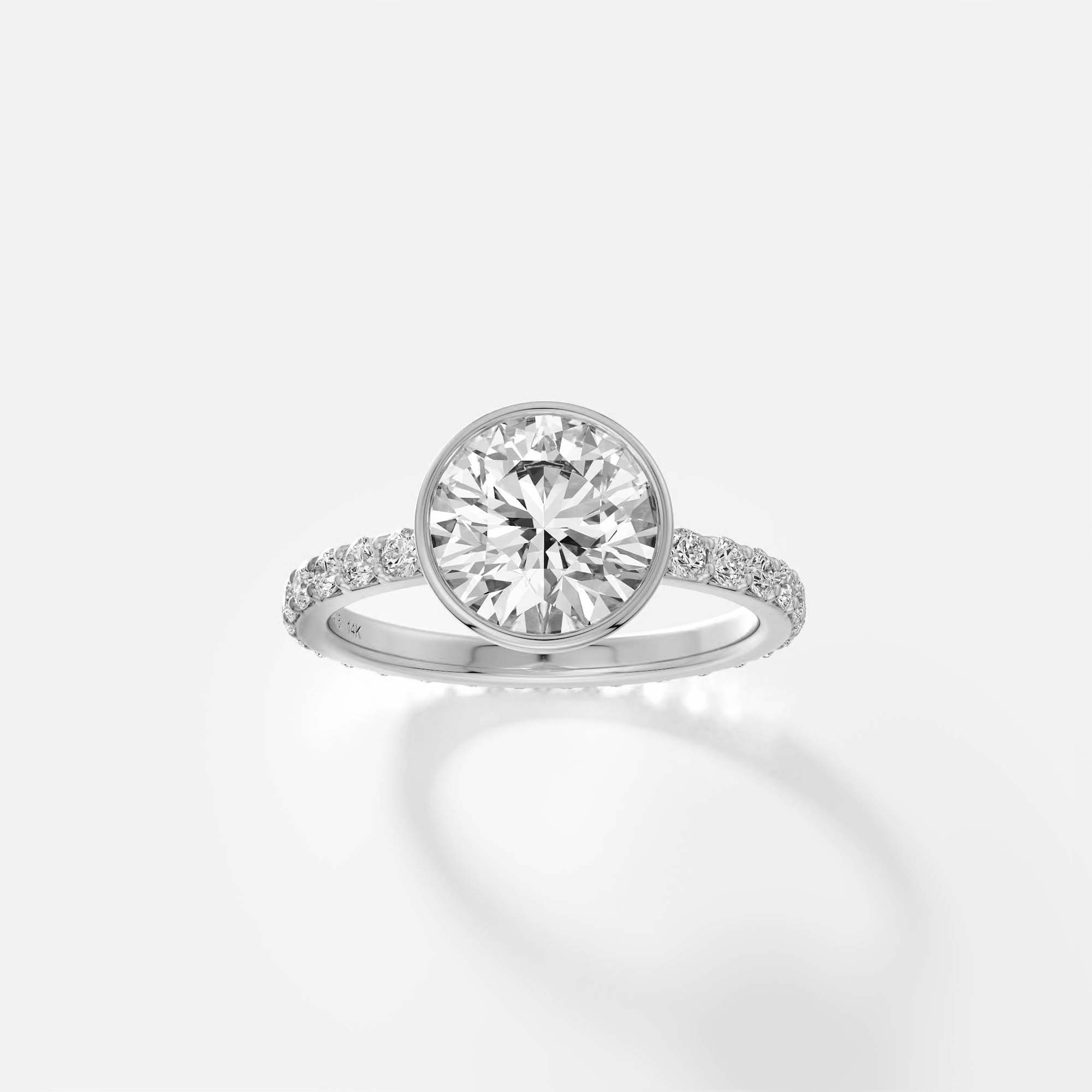 Alternative Bezel Engagement Ring with Round D VVS1 F VS1 E VVS2 lab grown natural diamond 14ky 18ky by SHW best fine jewelry store NYC