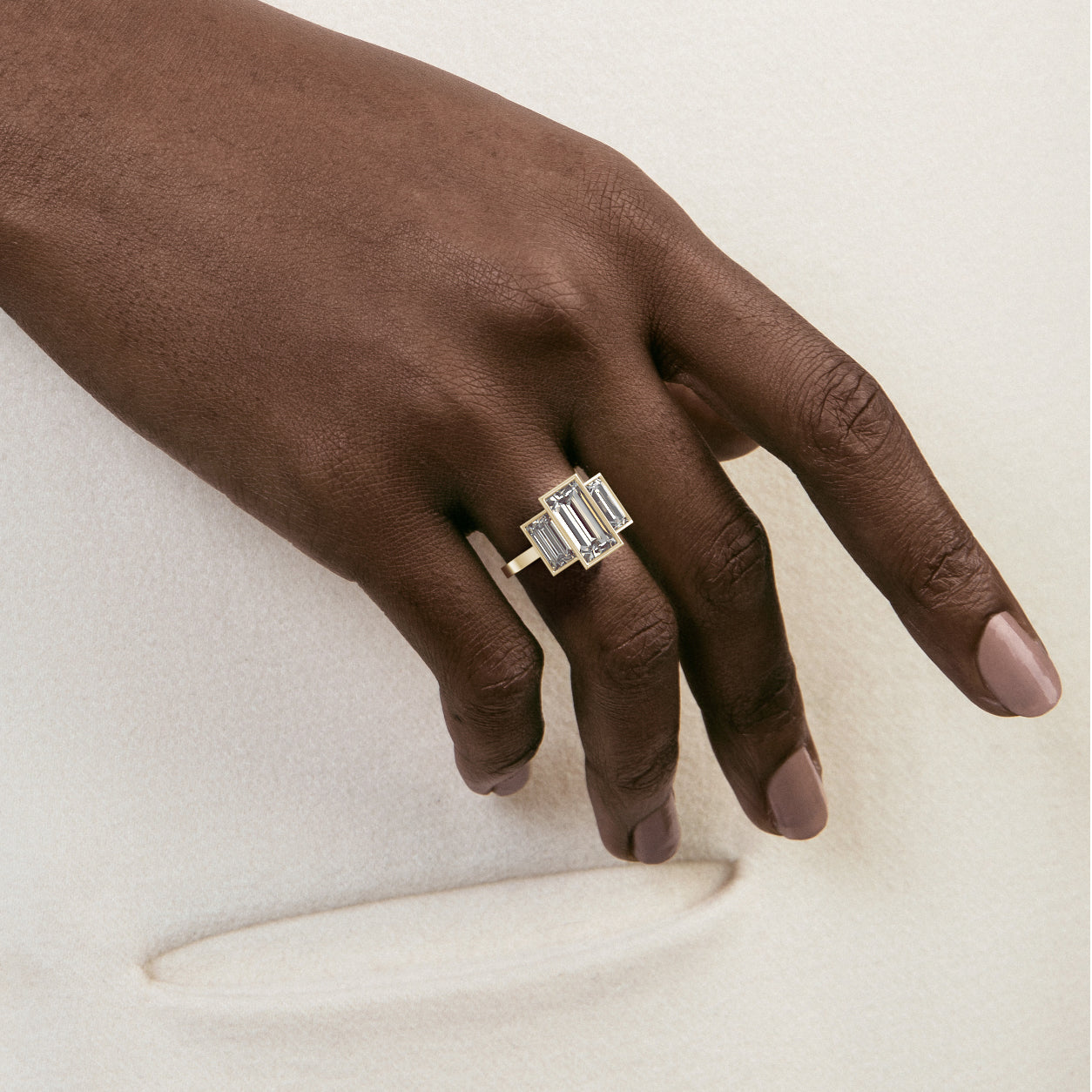 Modern Stacking Unique Three-stone Engagement Ring Baguette D VVS1 E VVS2 lab natural diamond 14k 18k gold by SHW coolest NYC jewelry stores NJ