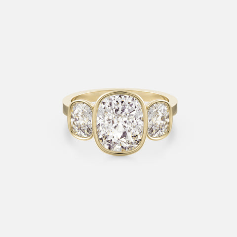 Three stone unusual Engagement Ring Setting with Cushion lab-grown natural Diamond 14k 18k gold or platinum by SHW Fine Jewelry NYC near me