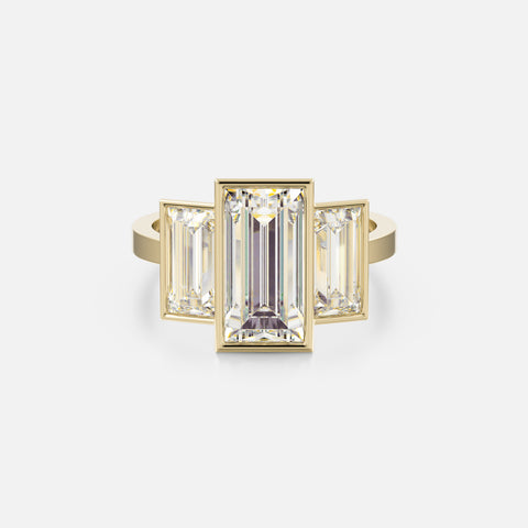 Three-stone modern Engagement Ring Setting with Baguette lab-grown natural Diamond 14k 18k gold or platinum by SHW Fine Jewelry NYC near me