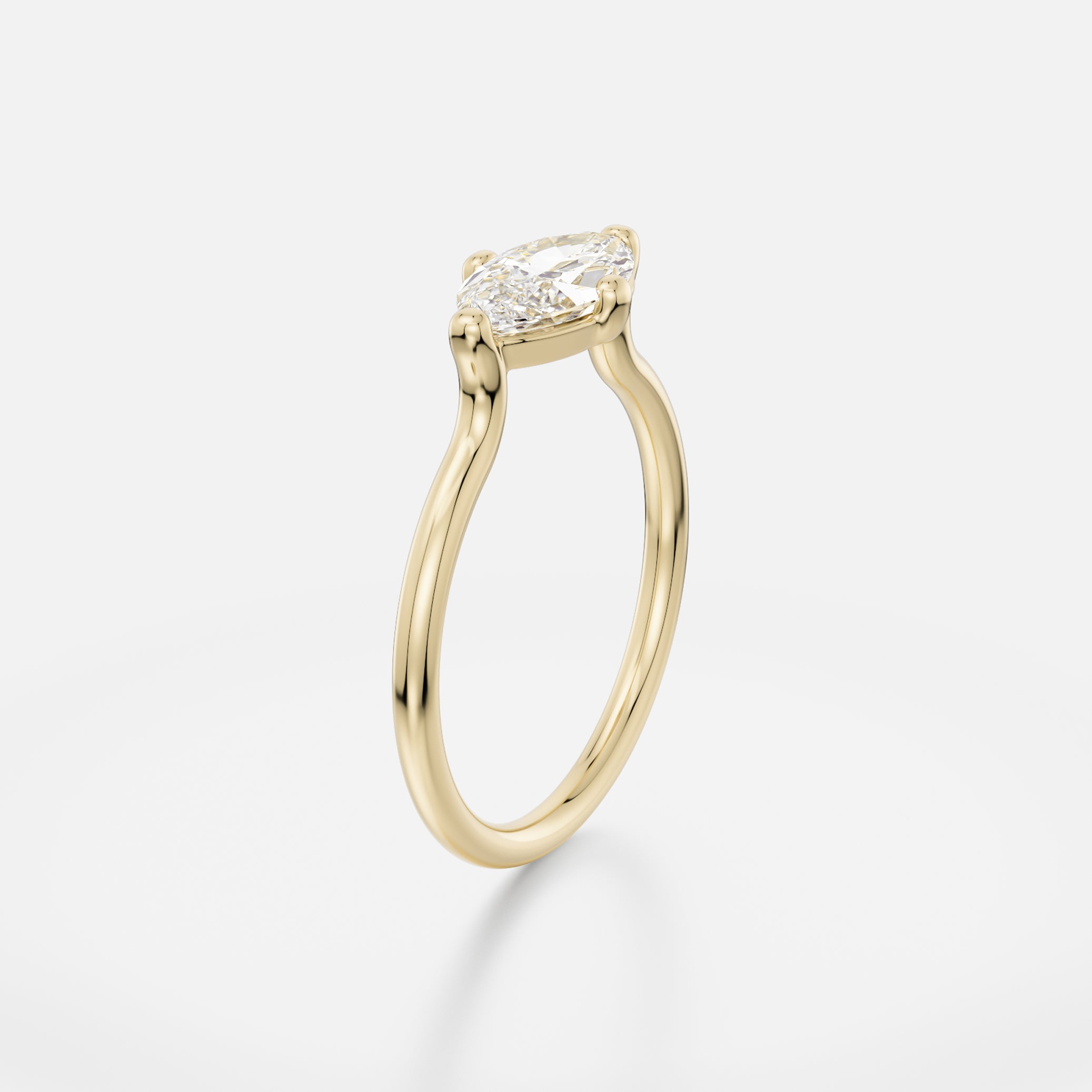 Veli Round Band with East West Marquise Minimalist Engagement Ring Setting handcrafted by SHW Fine Jewelry New York City