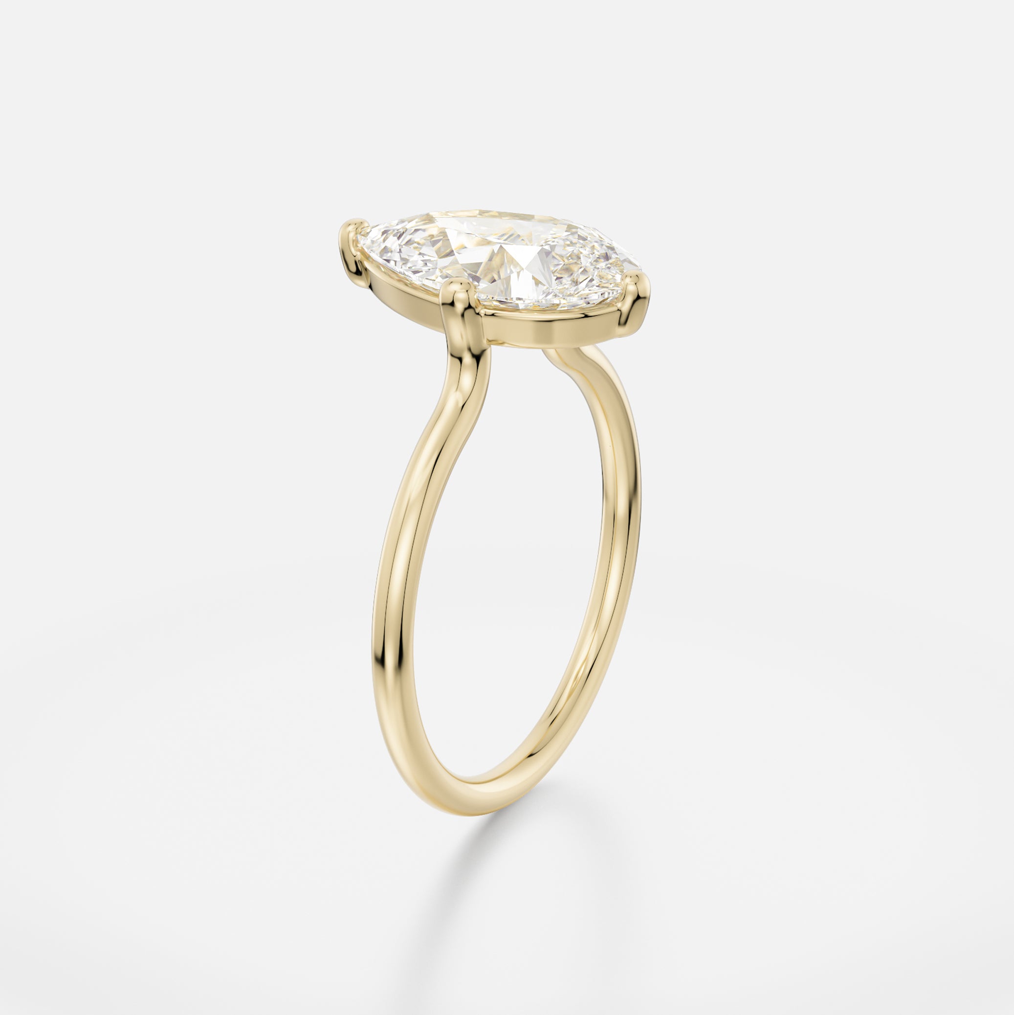 Veli Thin Band with North South Pear Modern Engagement Ring Setting in 14 karat yellow, white, or rose Gold or platinum by SHW Fine Jewelry New York City