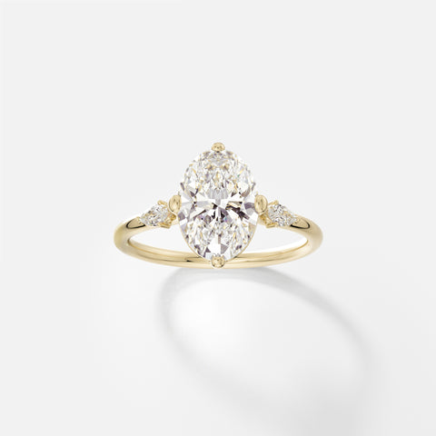 Three stones modern Engagement Ring Setting with Oval lab-grown natural Diamond 14k 18k gold or platinum by SHW Fine Jewelry NYC nearby