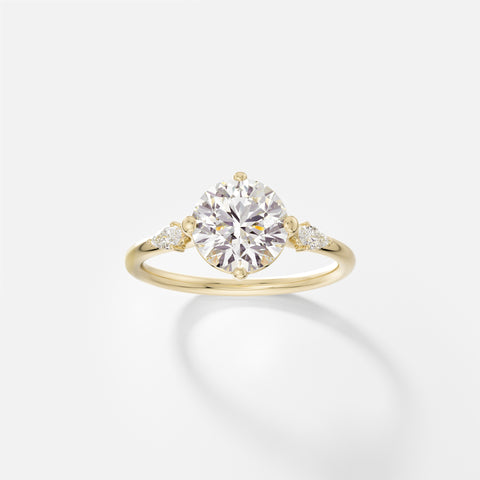 Cluster of three simple Engagement Ring Setting with Round lab-grown natural Diamond 14k 18k gold or platinum by SHW Fine Jewelry NYC NJ