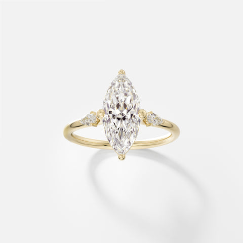 Three stone unusual Engagement Ring Setting with Marquise lab-grown natural Diamond 14k 18k gold or platinum by SHW Fine Jewelry NYC nearby